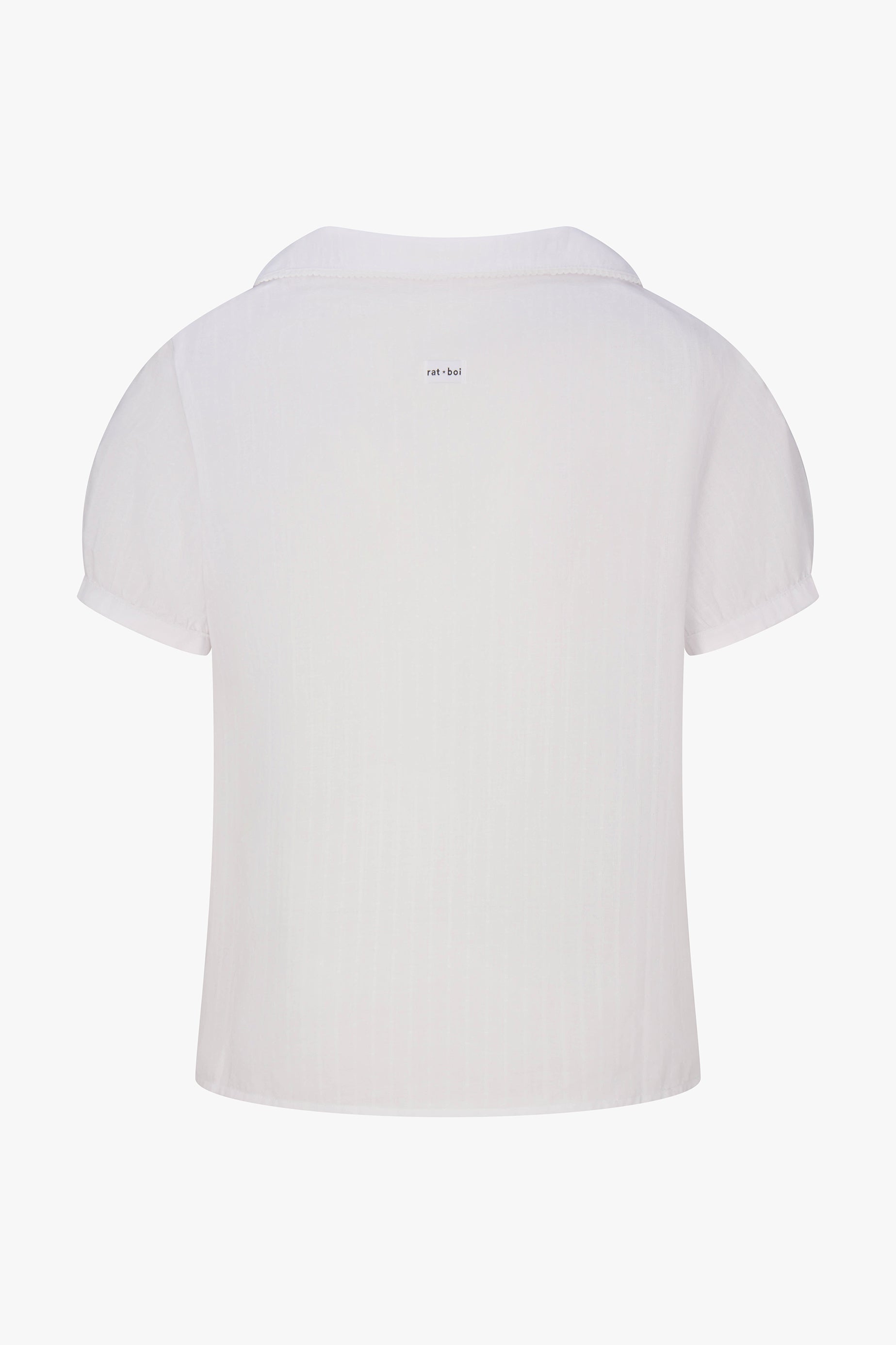 PUFF SLEEVE BUTTON DOWN IN CLOUD DOBBY