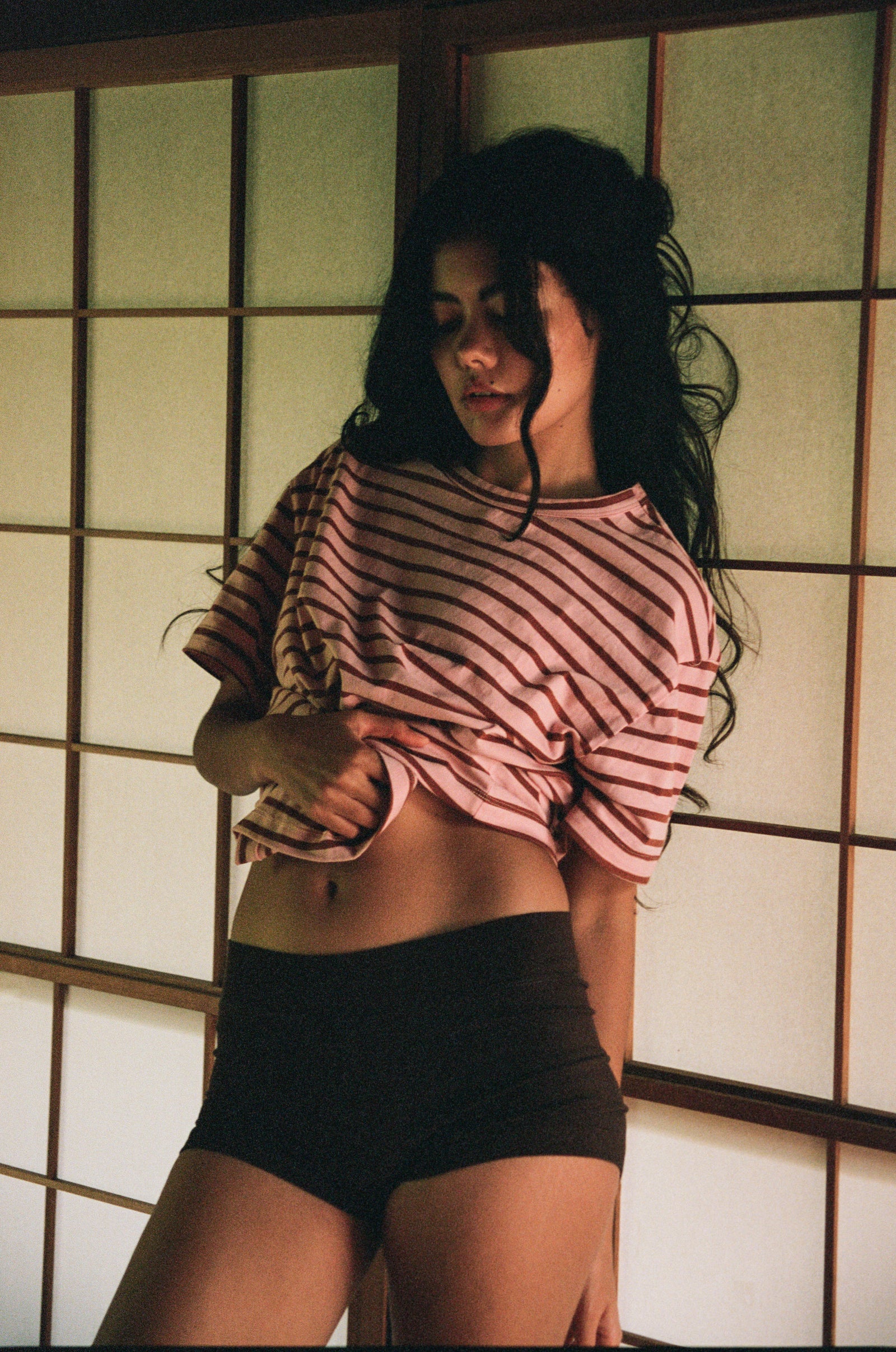 OVERSIZED BOIFRIEND T-SHIRT IN MOCHA STRIPE