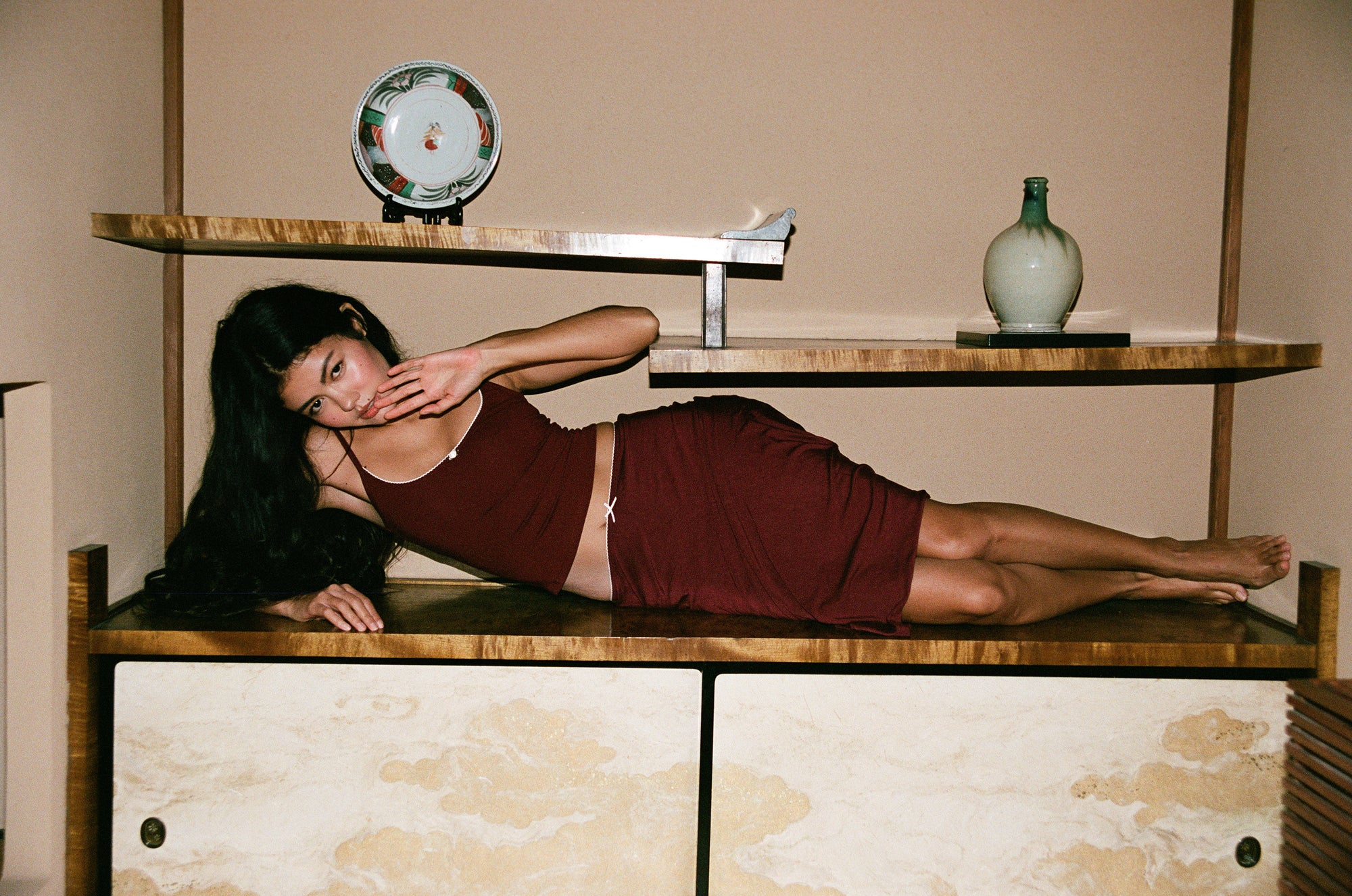 SCOOP BACK CAMI IN BORDEAUX