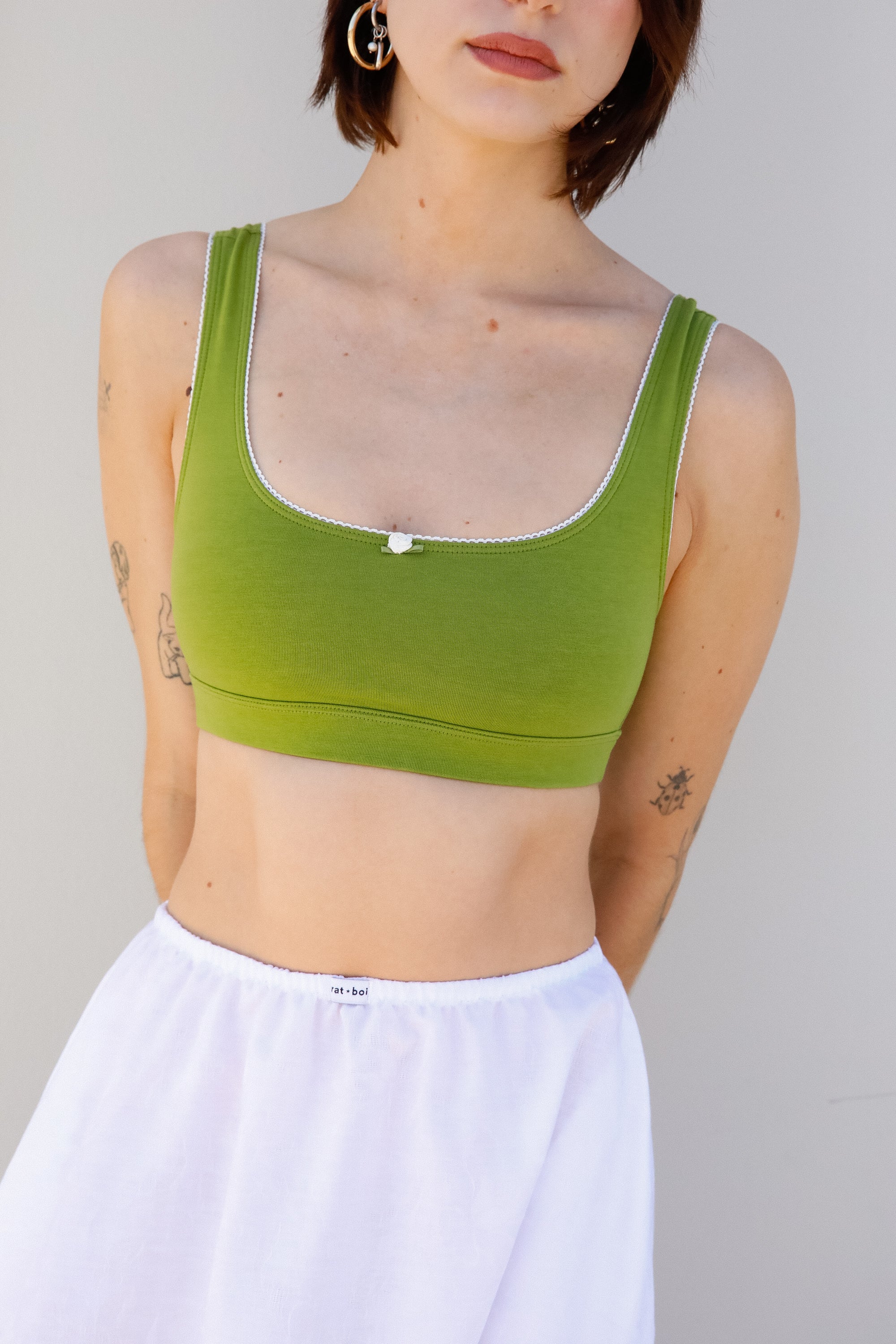 SUPPORT COTTON BRA IN WASABI