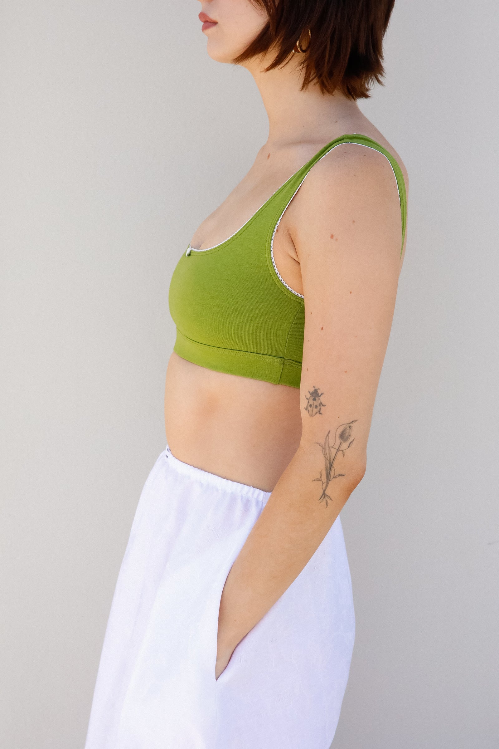 SUPPORT COTTON BRA IN WASABI