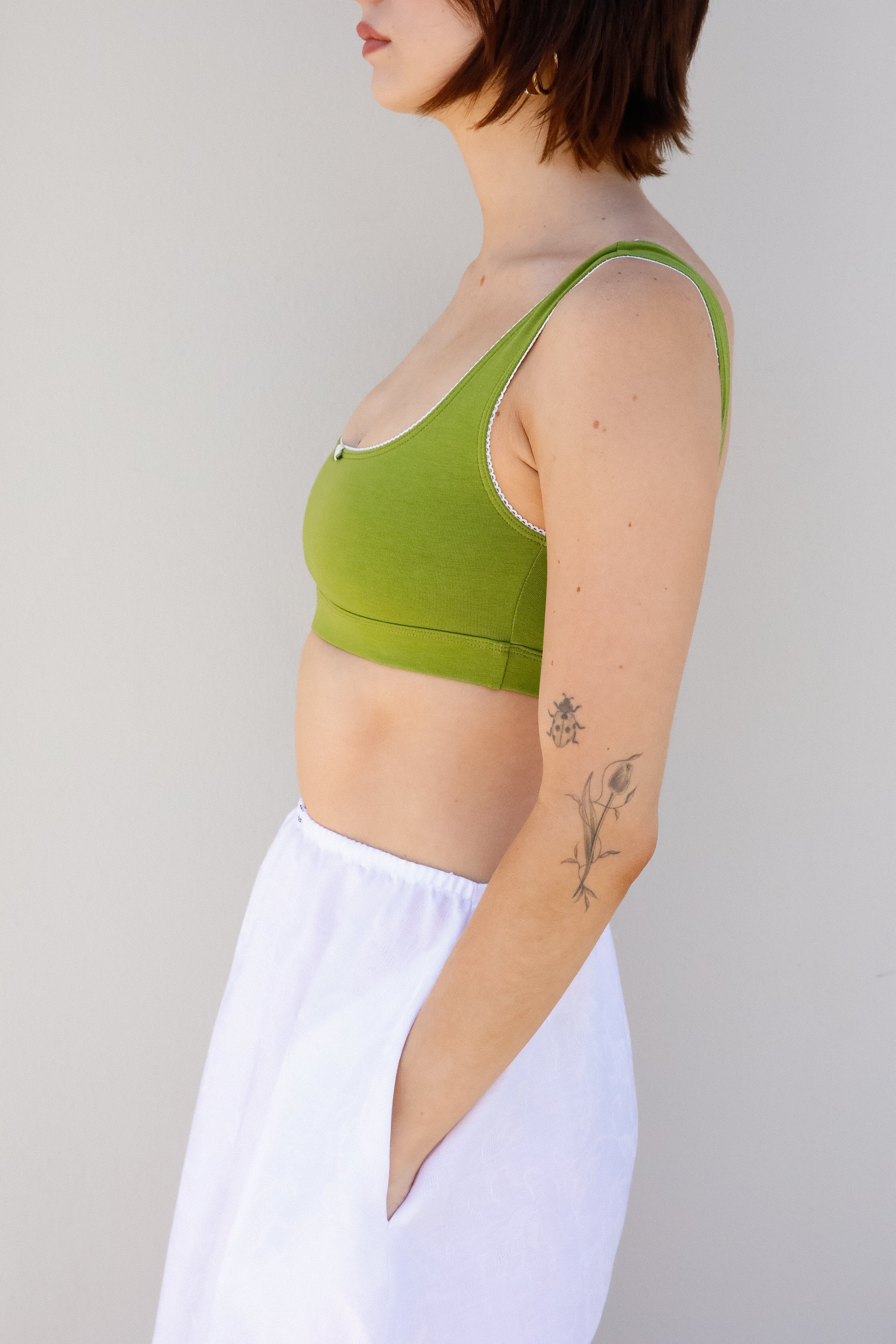 SUPPORT COTTON BRA IN WASABI
