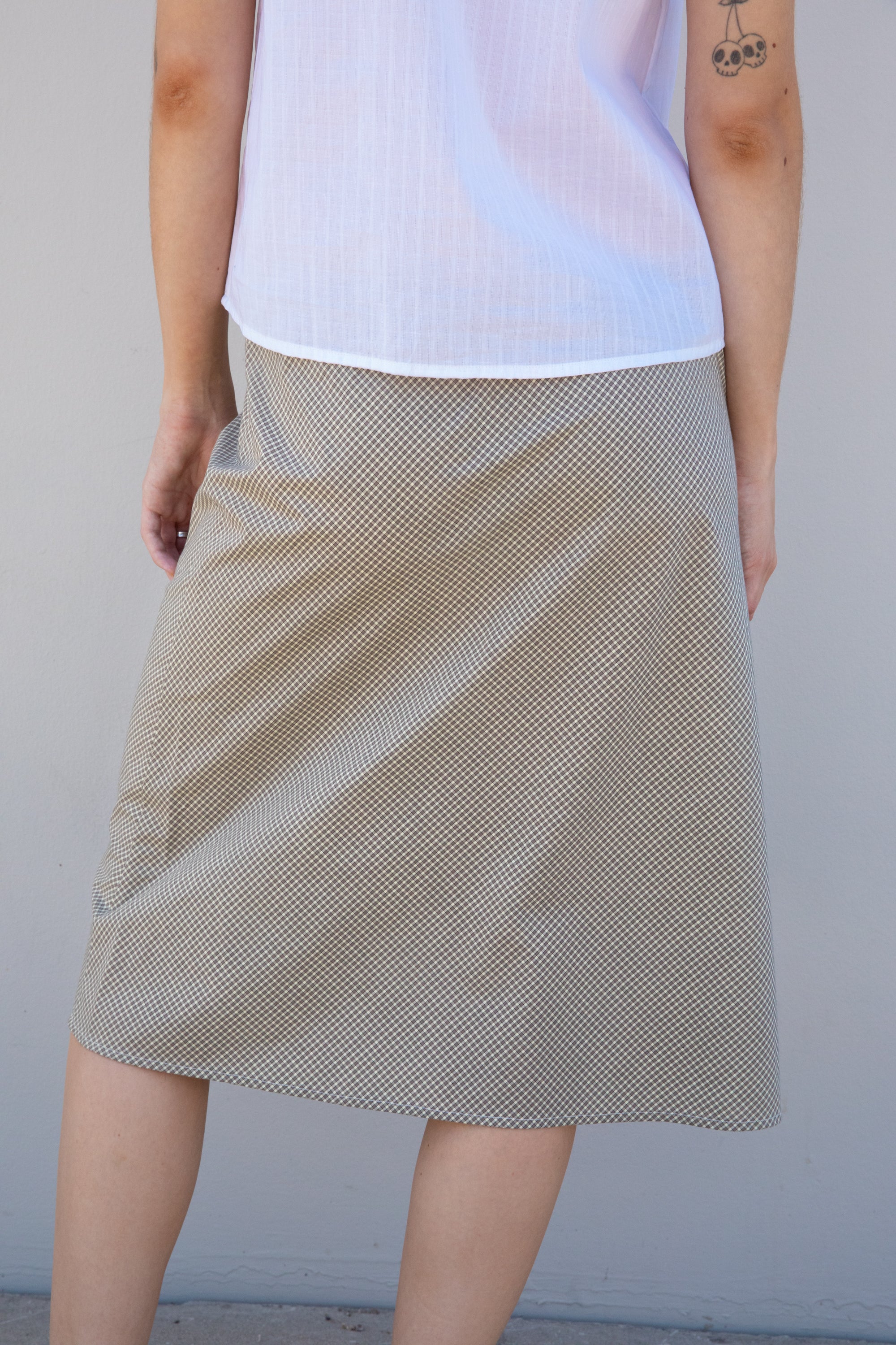 WOVEN BIAS MIDI SLIP SKIRT IN CABANA