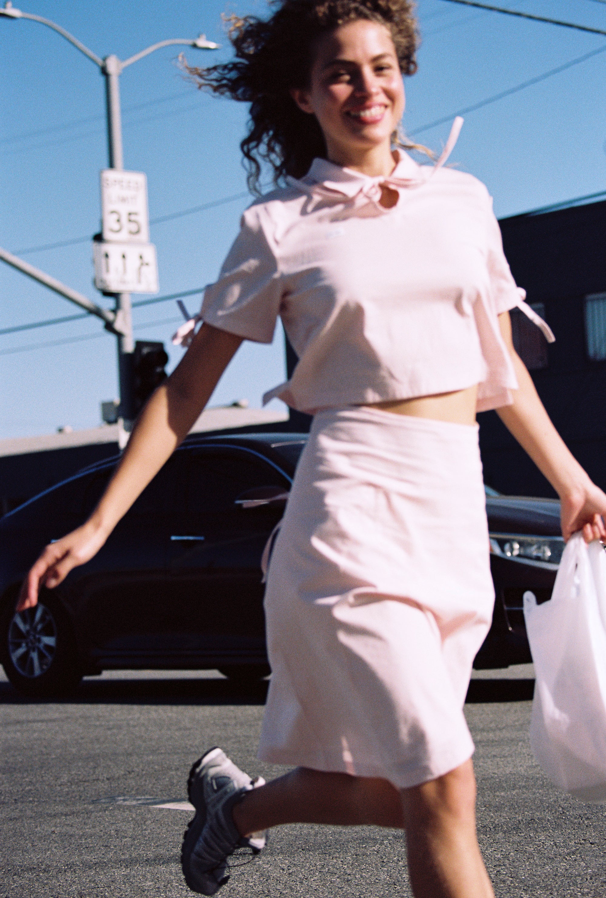 TIE POLO IN BLUSH STRIPE