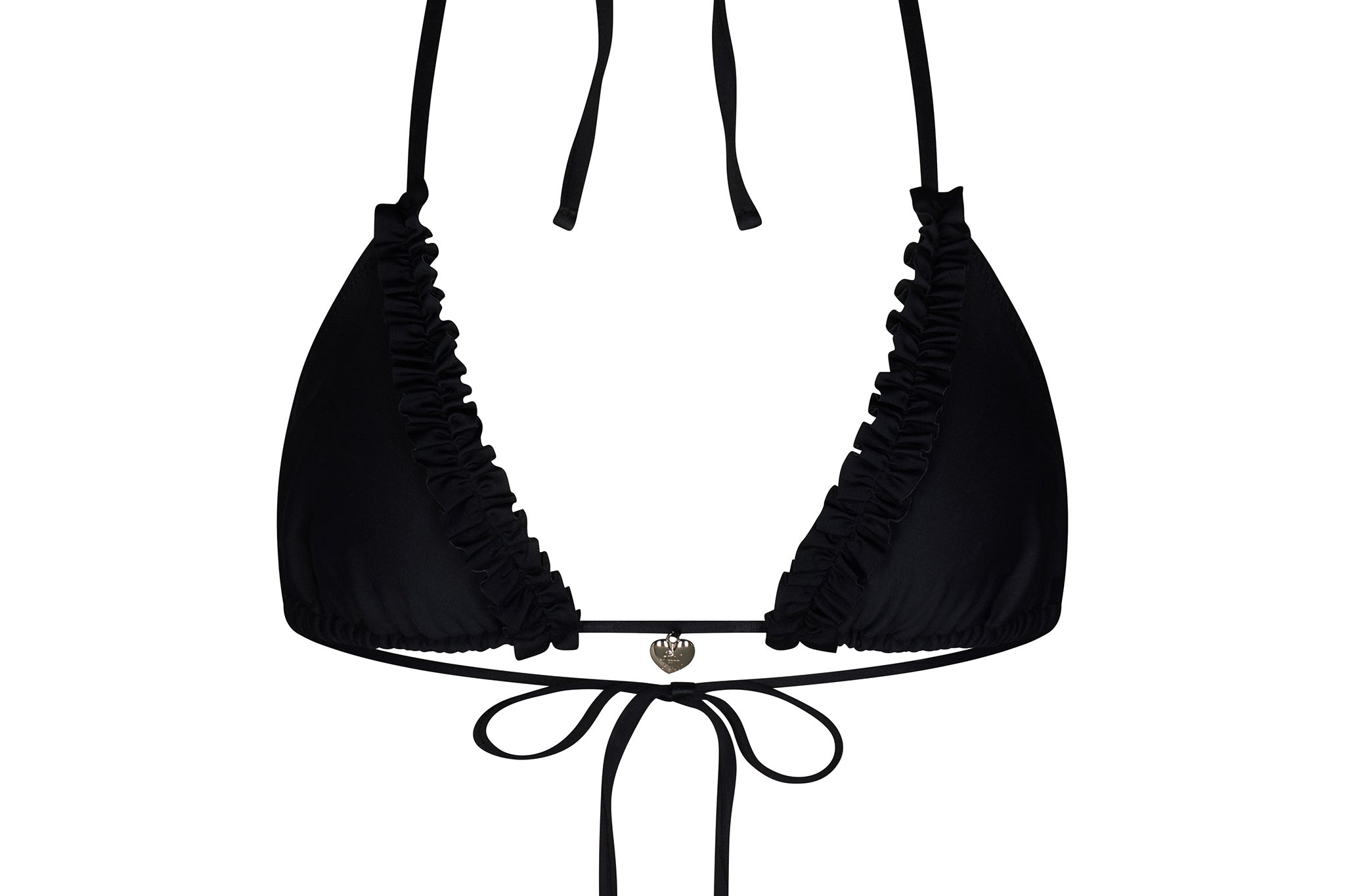 Ruffle Charm Bikini Top in Onyx