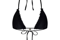 Ruffle Charm Bikini Top in Onyx