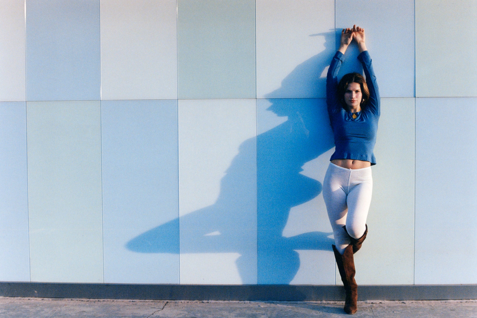 COWL BACK LONG SLEEVE IN LAZULI