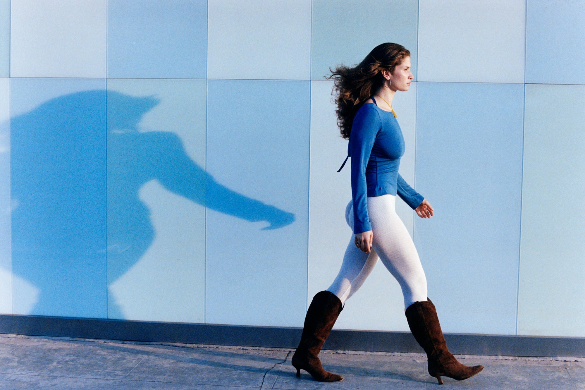 COWL BACK LONG SLEEVE IN LAZULI