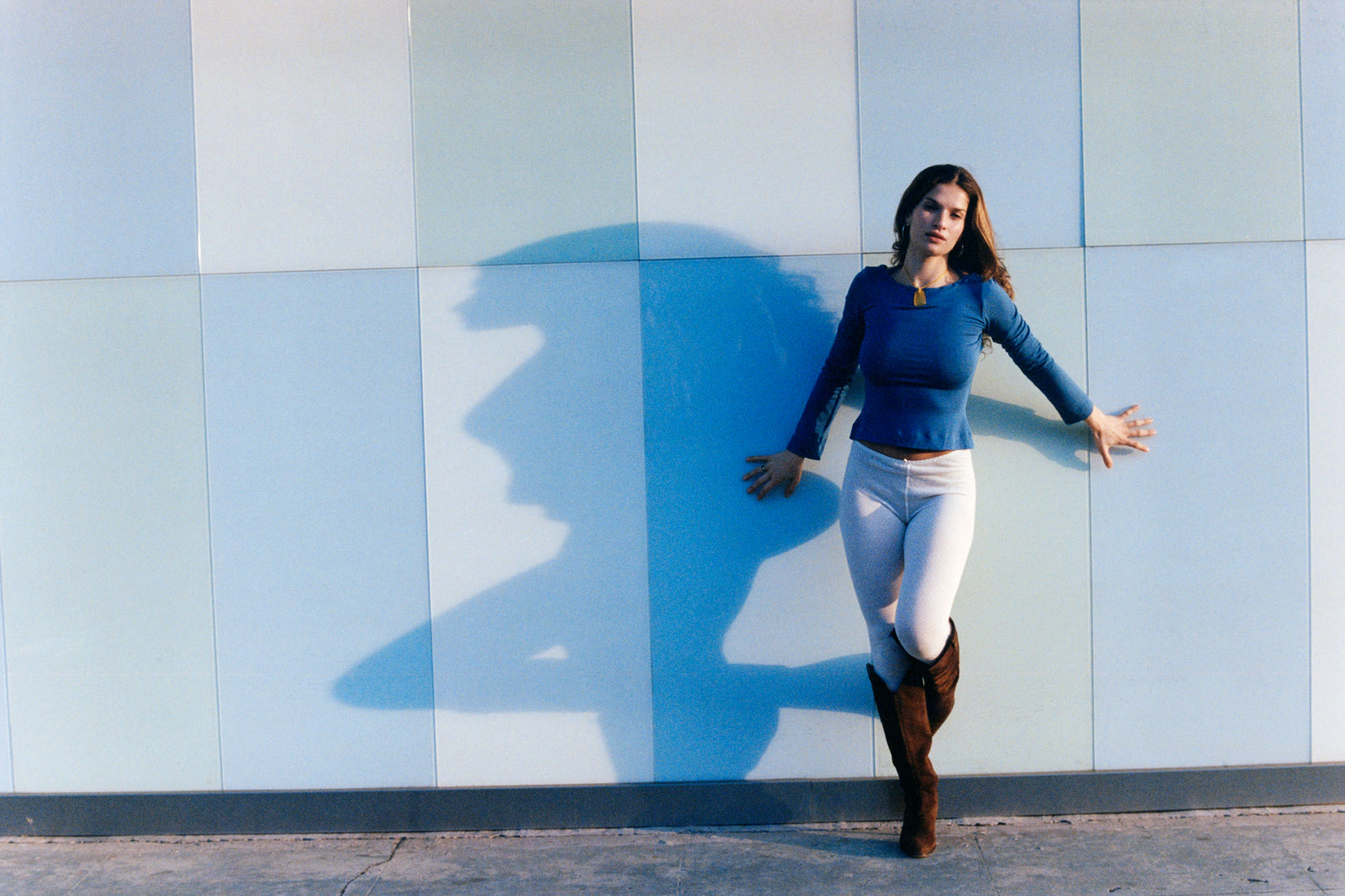 COWL BACK LONG SLEEVE IN LAZULI