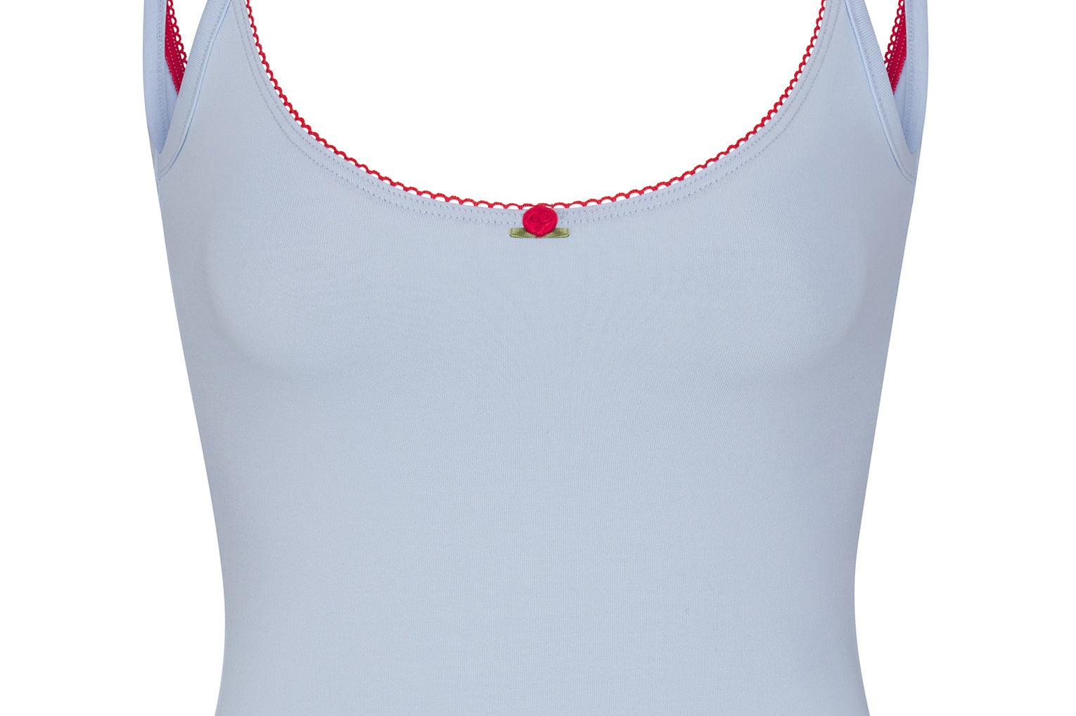 SCOOP BACK CAMI IN BABY BLUE/CHERRY