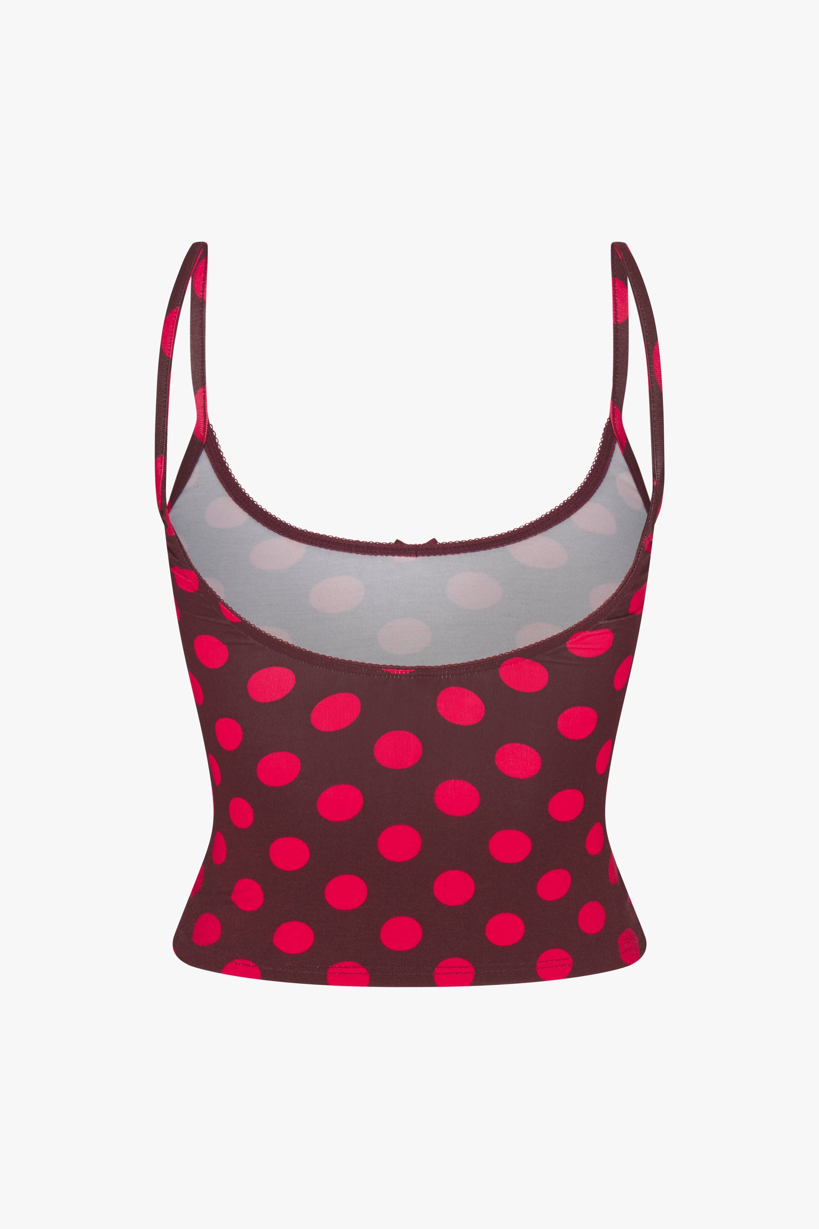 SCOOP BACK CAMI IN SCARLET DOT