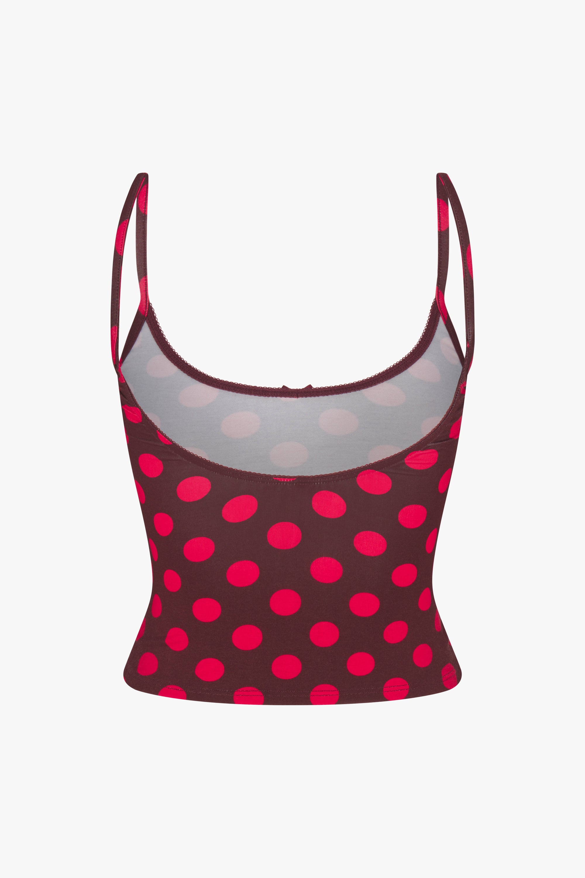 SCOOP BACK CAMI IN SCARLET DOT
