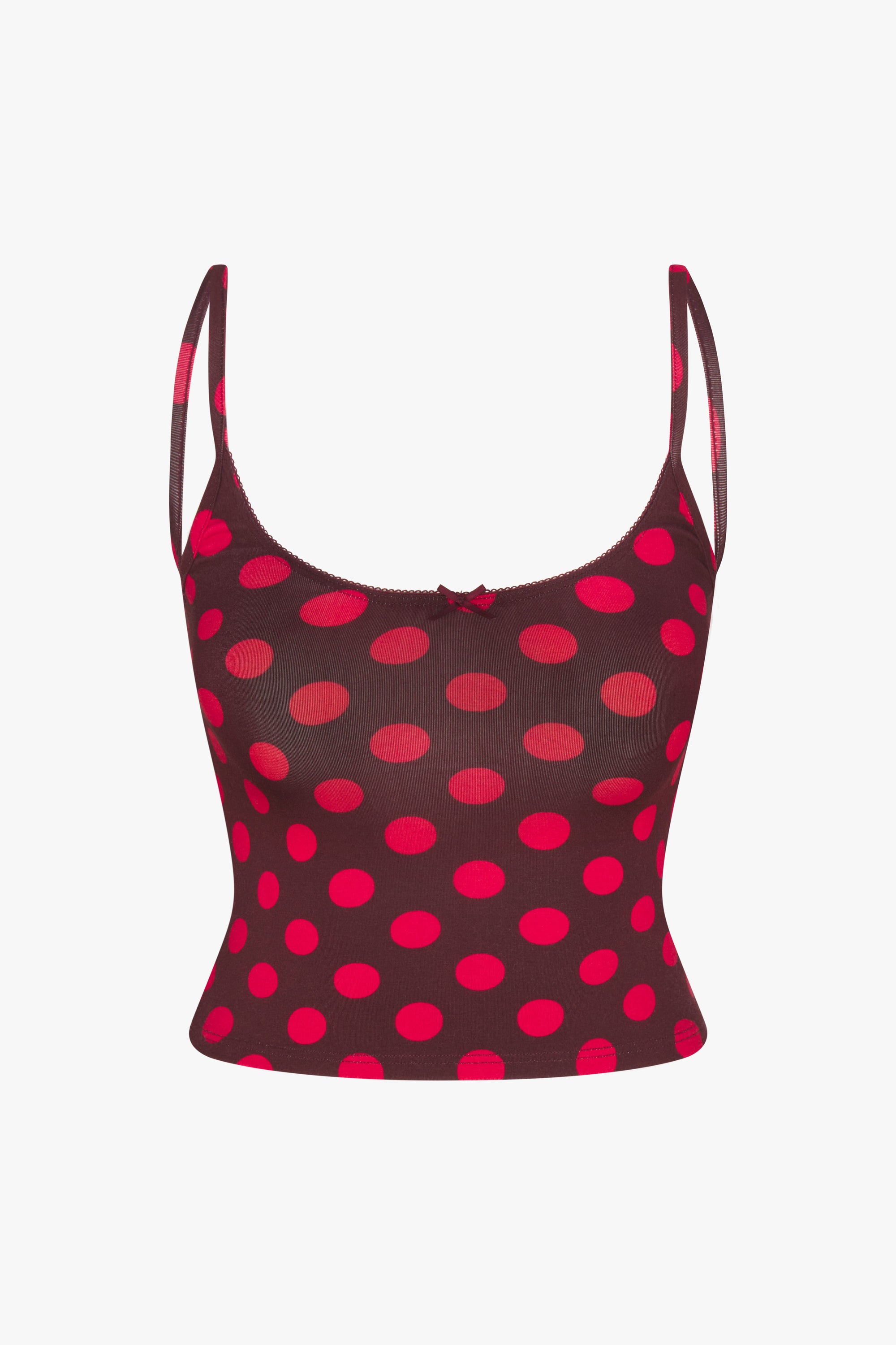 SCOOP BACK CAMI IN SCARLET DOT
