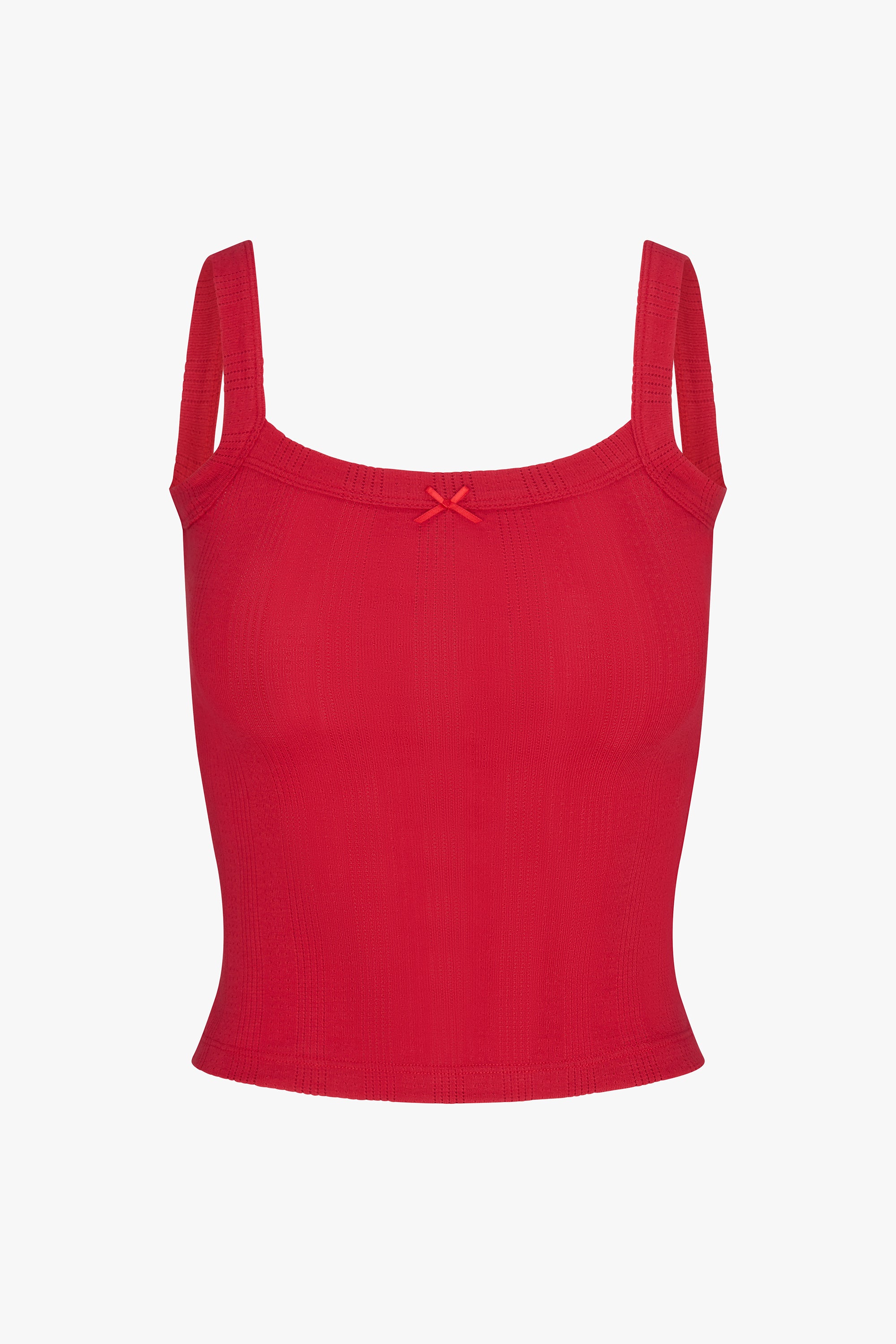 SQUARE NECK POINTELLE CAMI IN CHERRY