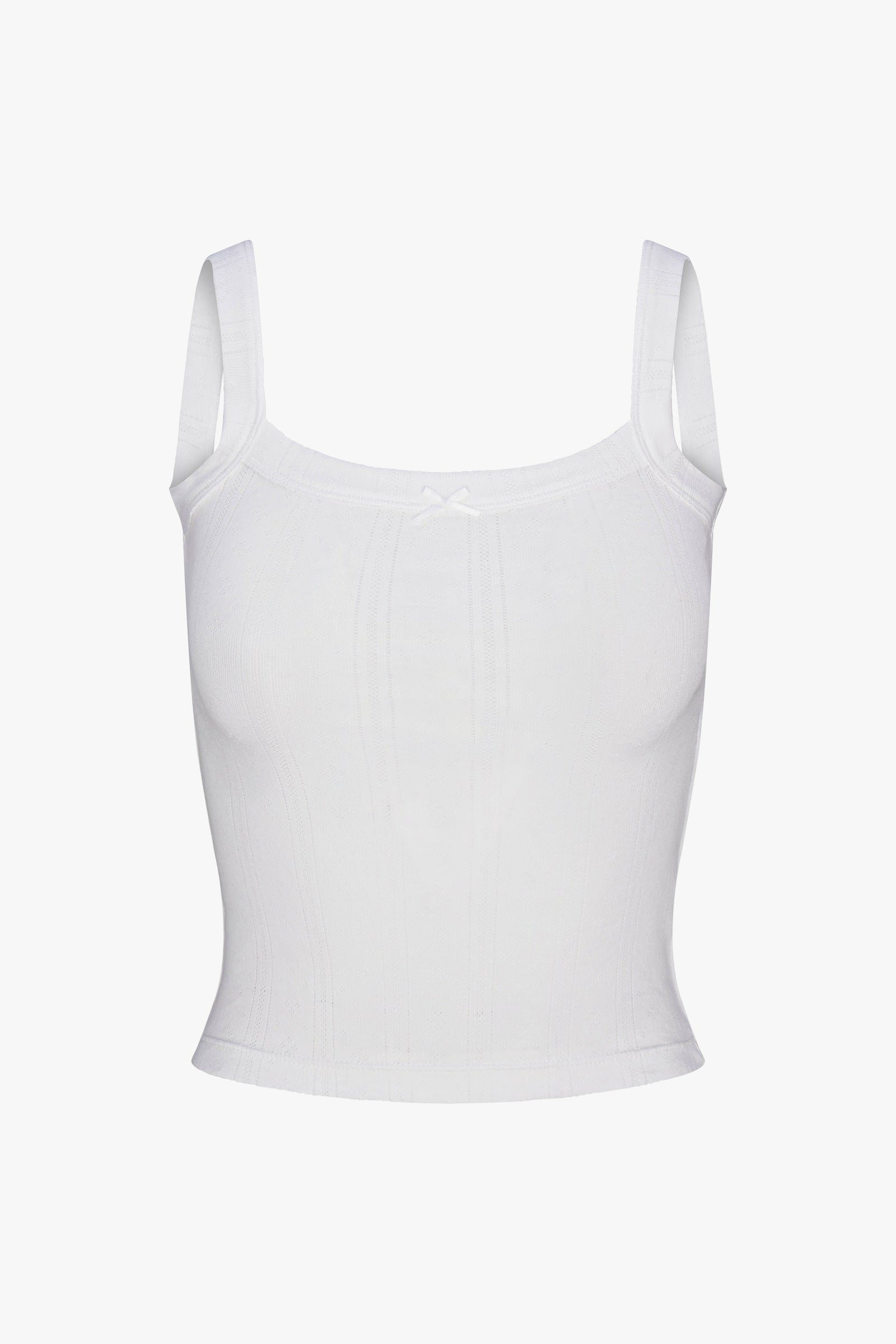 SQUARE NECK POINTELLE CAMI IN SWAN