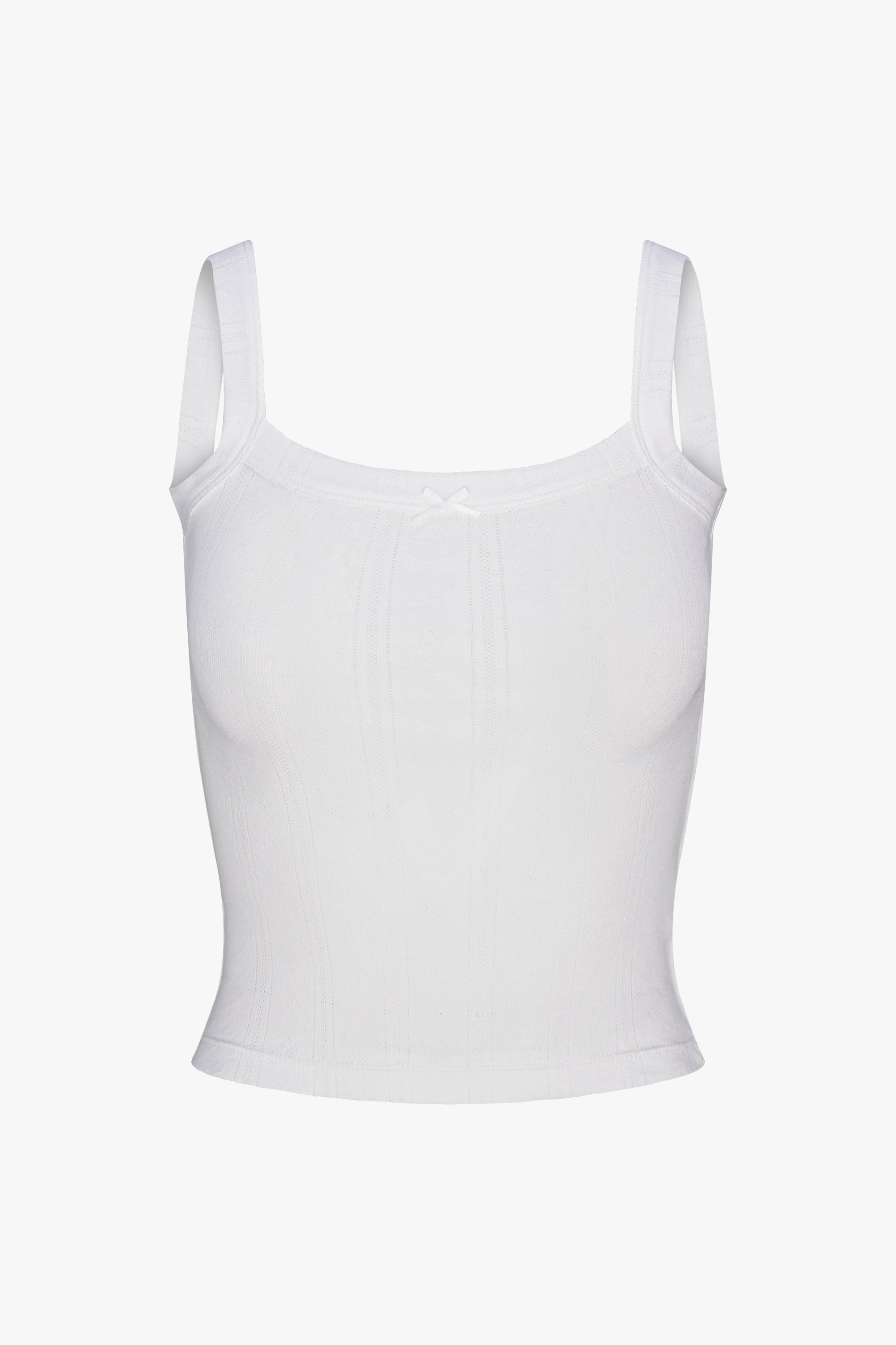 SQUARE NECK POINTELLE CAMI IN SWAN