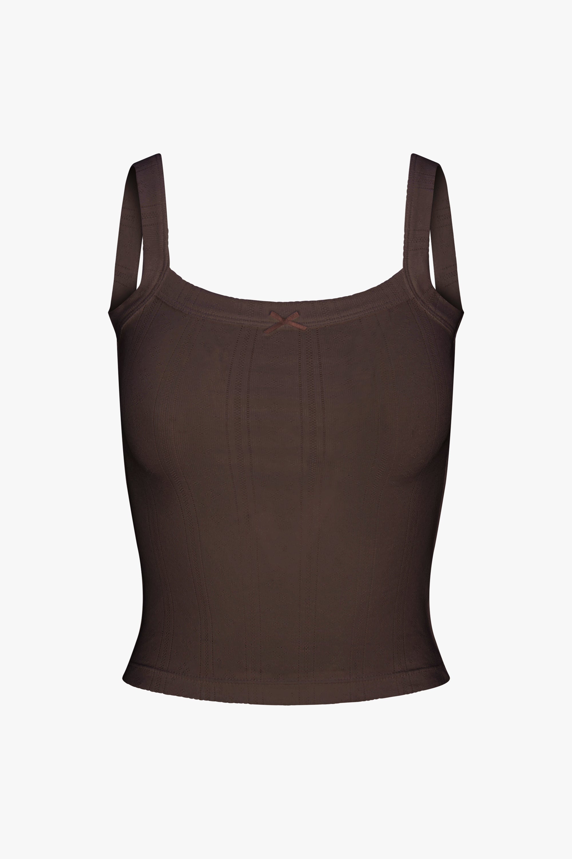 SQUARE NECK POINTELLE CAMI IN COCOA