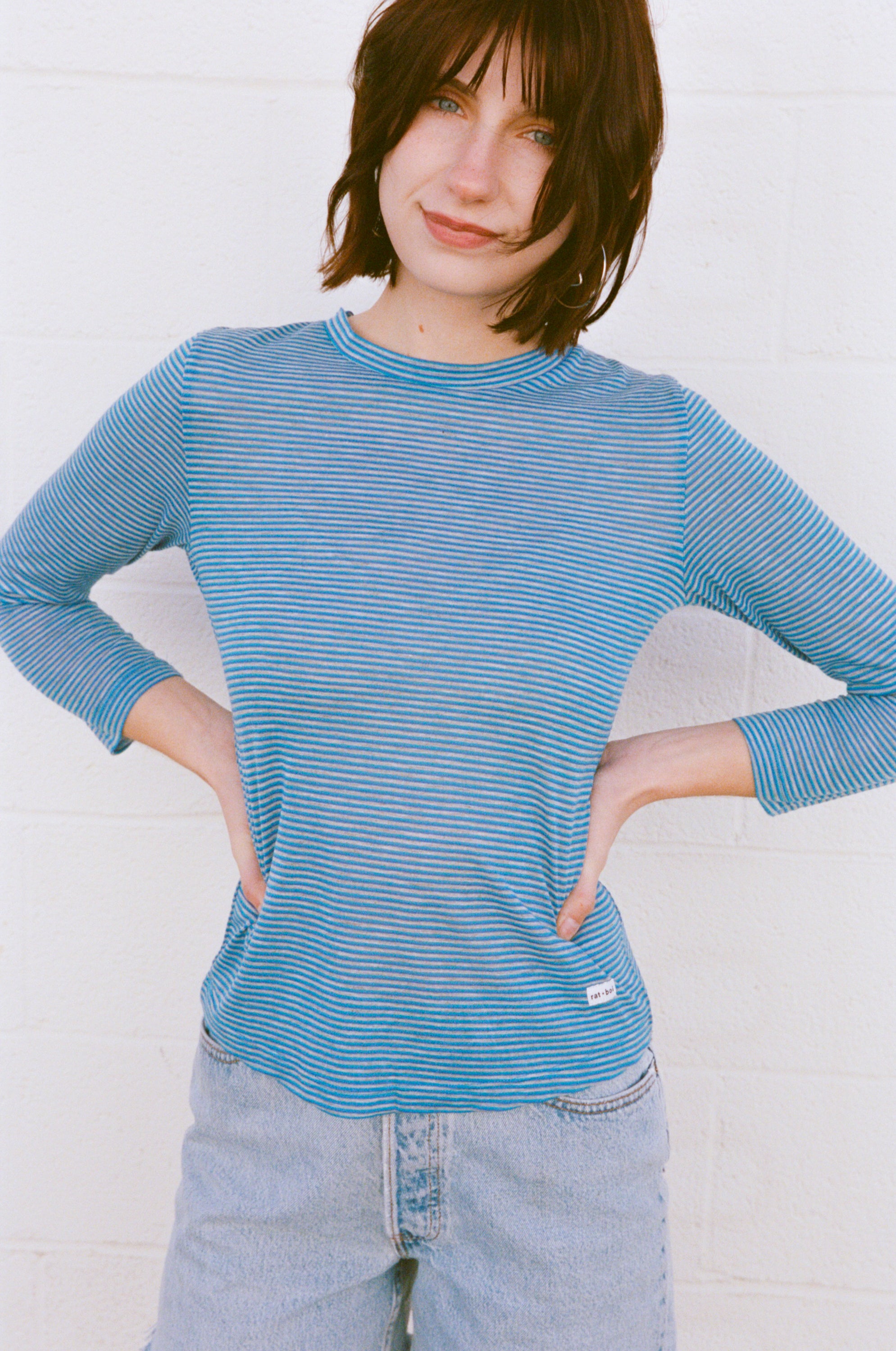 3/4 SLEEVE TOP IN RASPBERRY