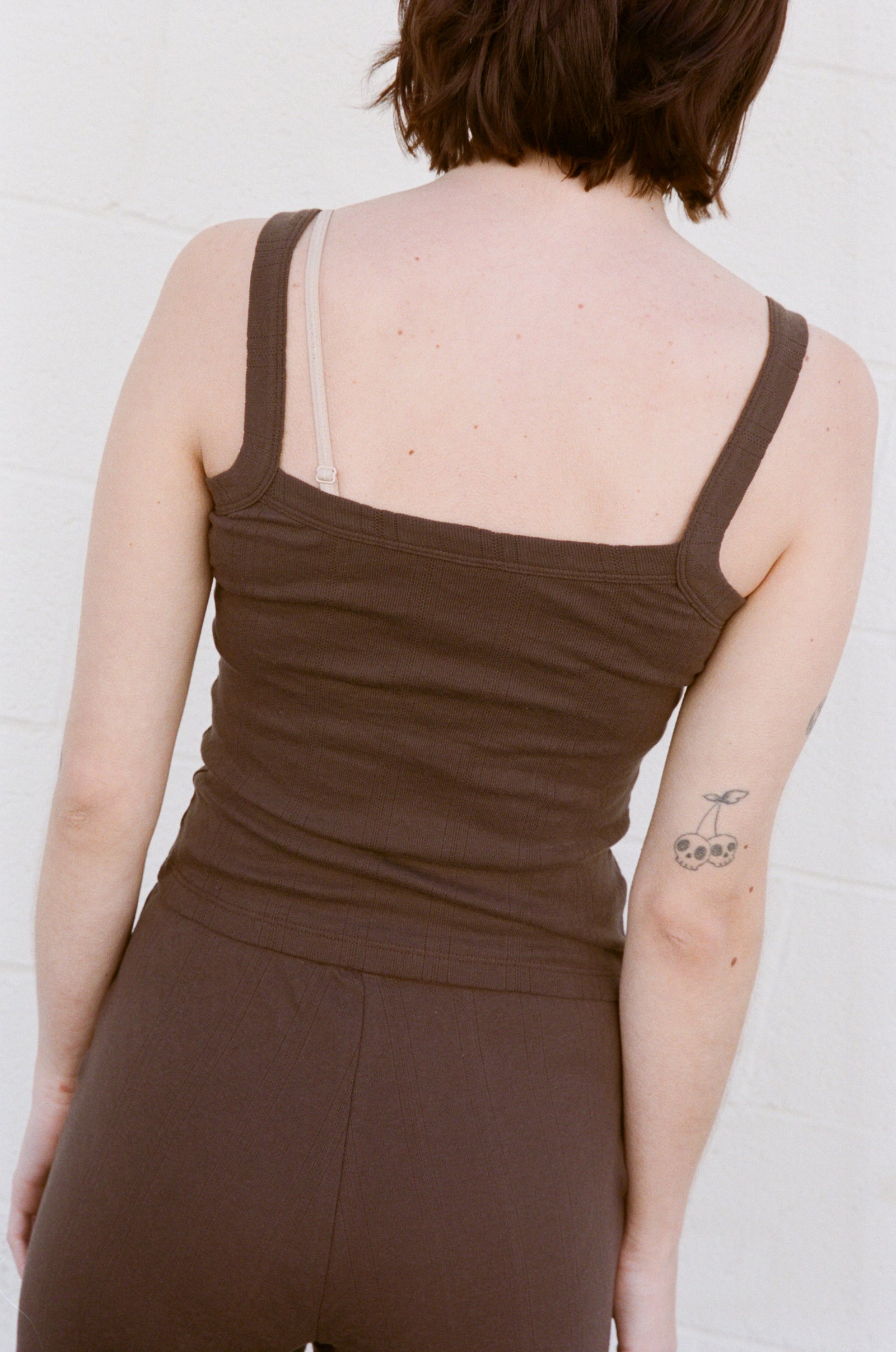 SQUARE NECK POINTELLE CAMI IN COCOA