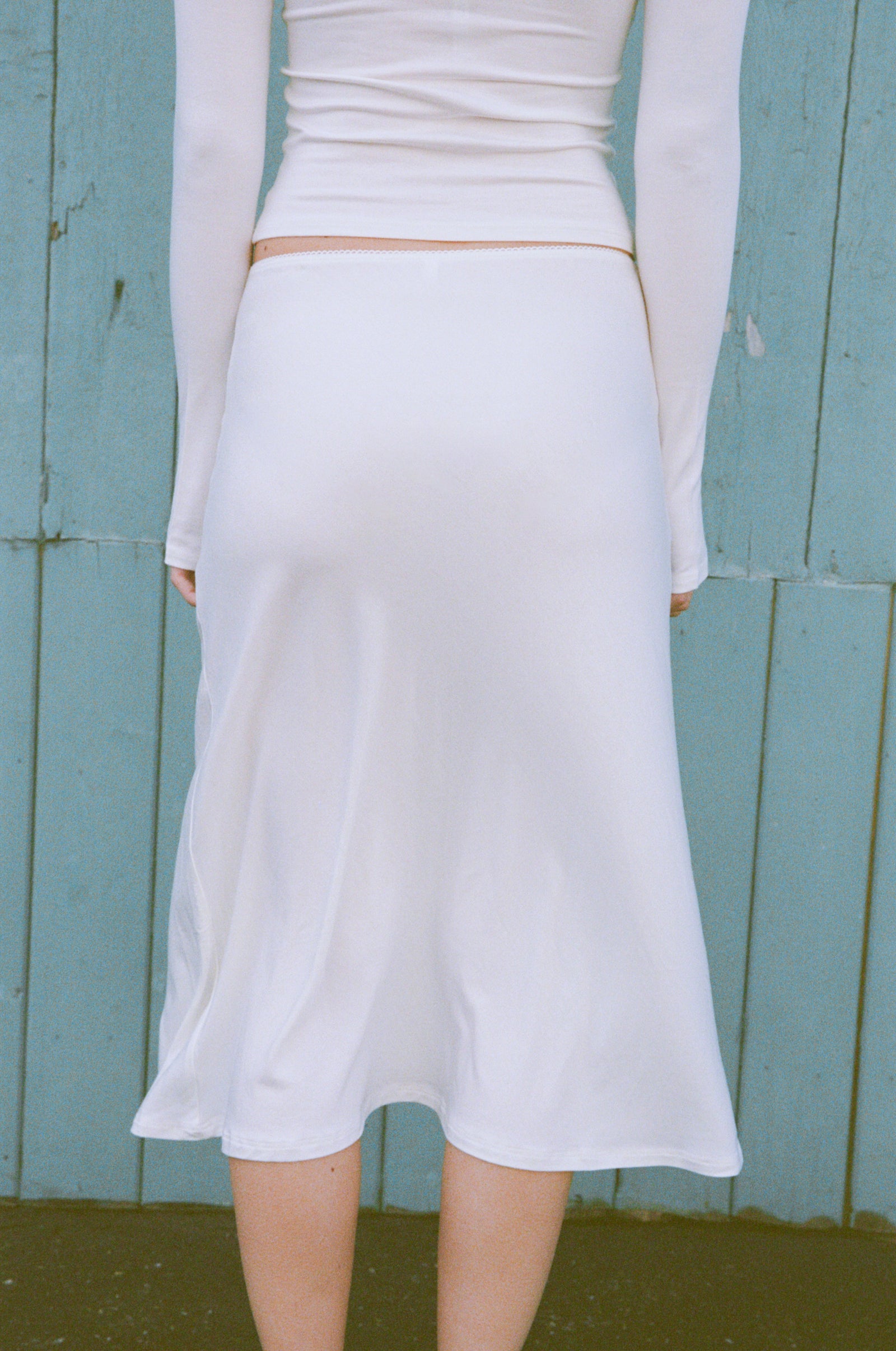 BIAS MIDI SLIP SKIRT IN CLOUD