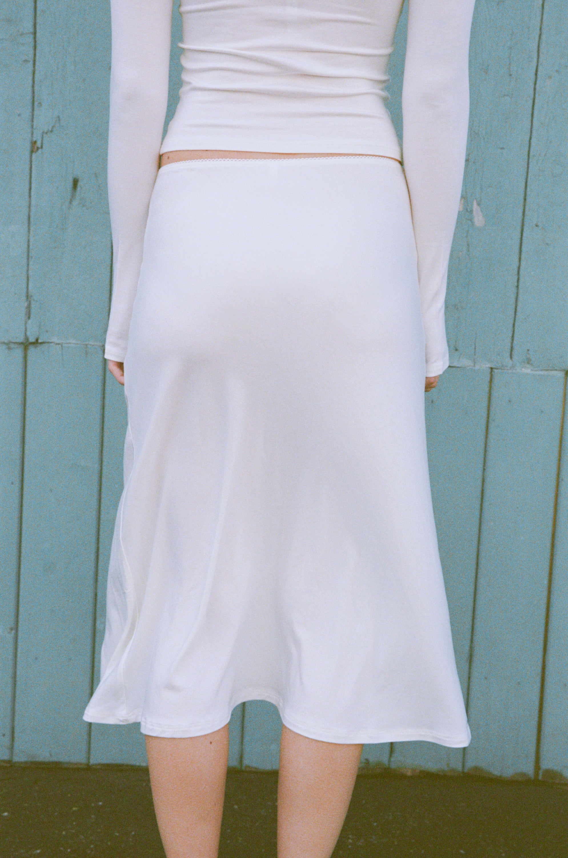 BIAS MIDI SLIP SKIRT IN CLOUD