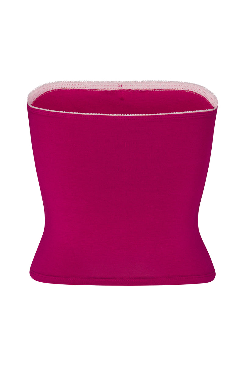LINED CONTOUR TUBE TOP IN MAGENTA