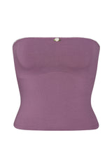 LINED CONTOUR TUBE TOP IN AUBERGINE