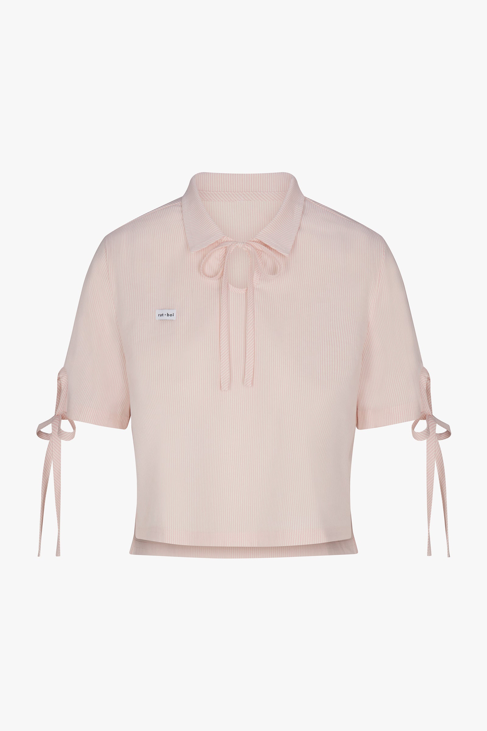 TIE POLO IN BLUSH STRIPE