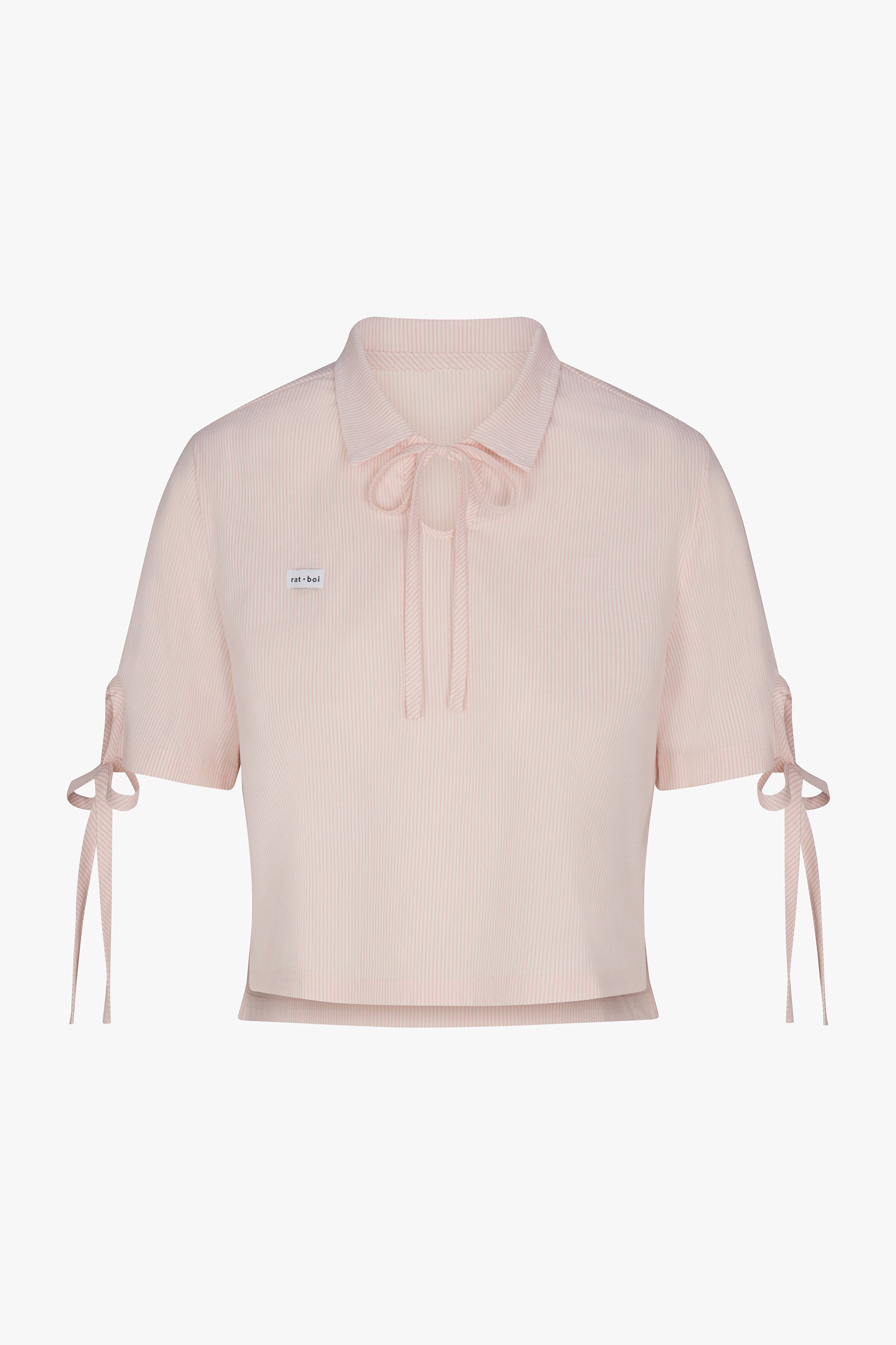 TIE POLO IN BLUSH STRIPE
