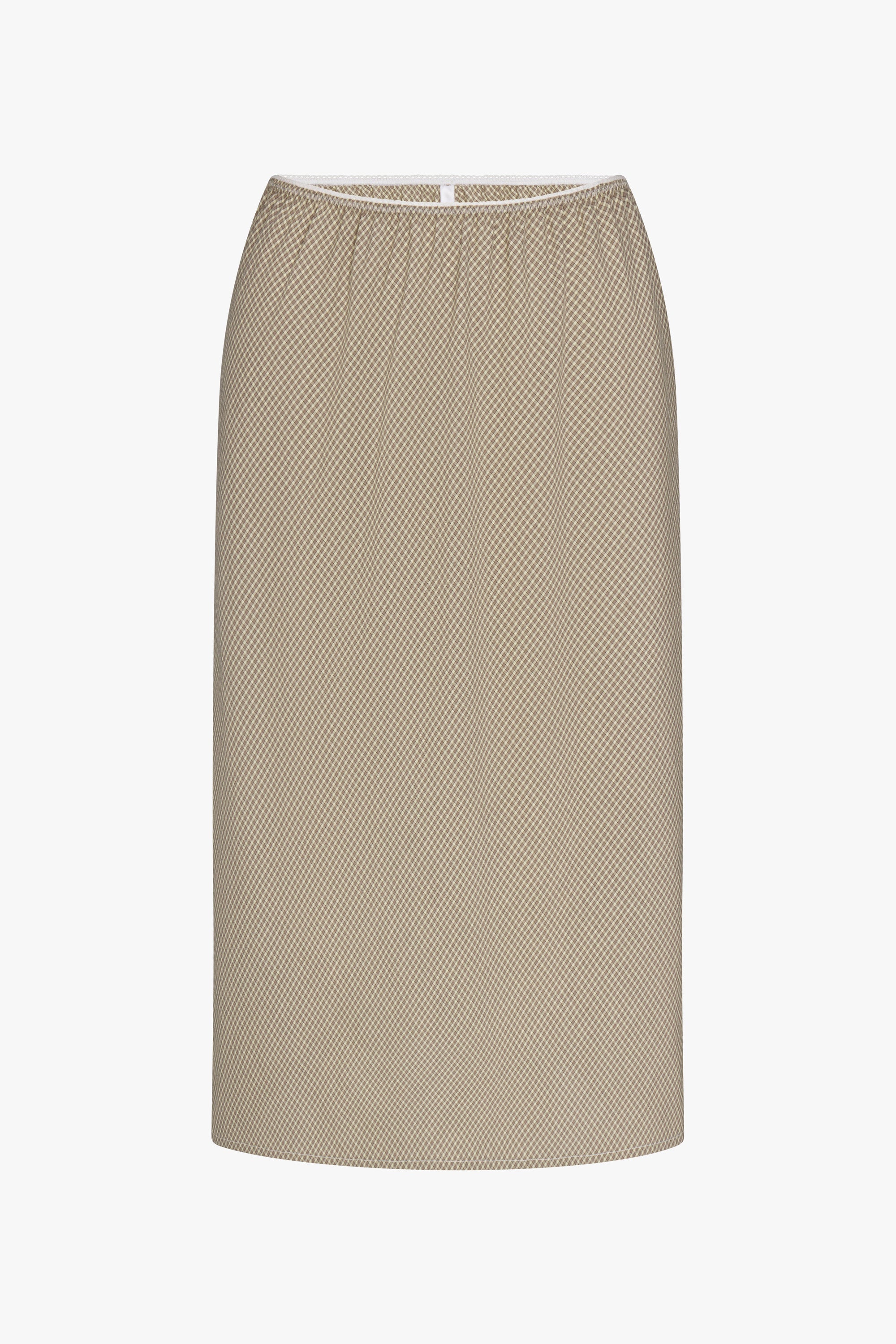 WOVEN BIAS MIDI SLIP SKIRT IN CABANA