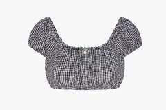 BABYDOLL TOP IN BLACK GINGHAM