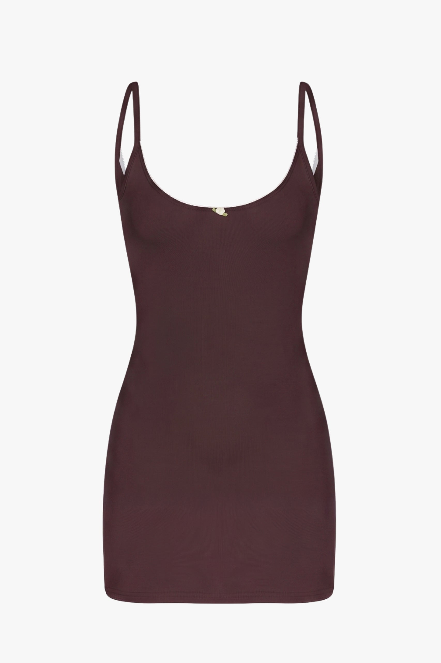 SCOOP BACK CAMI DRESS IN MOCHA
