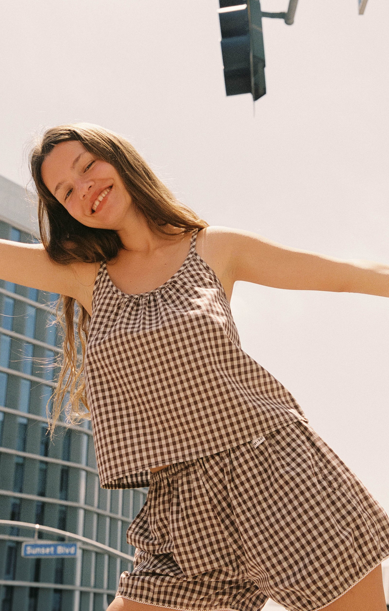 KEYHOLE CAMI IN TEDDY GINGHAM