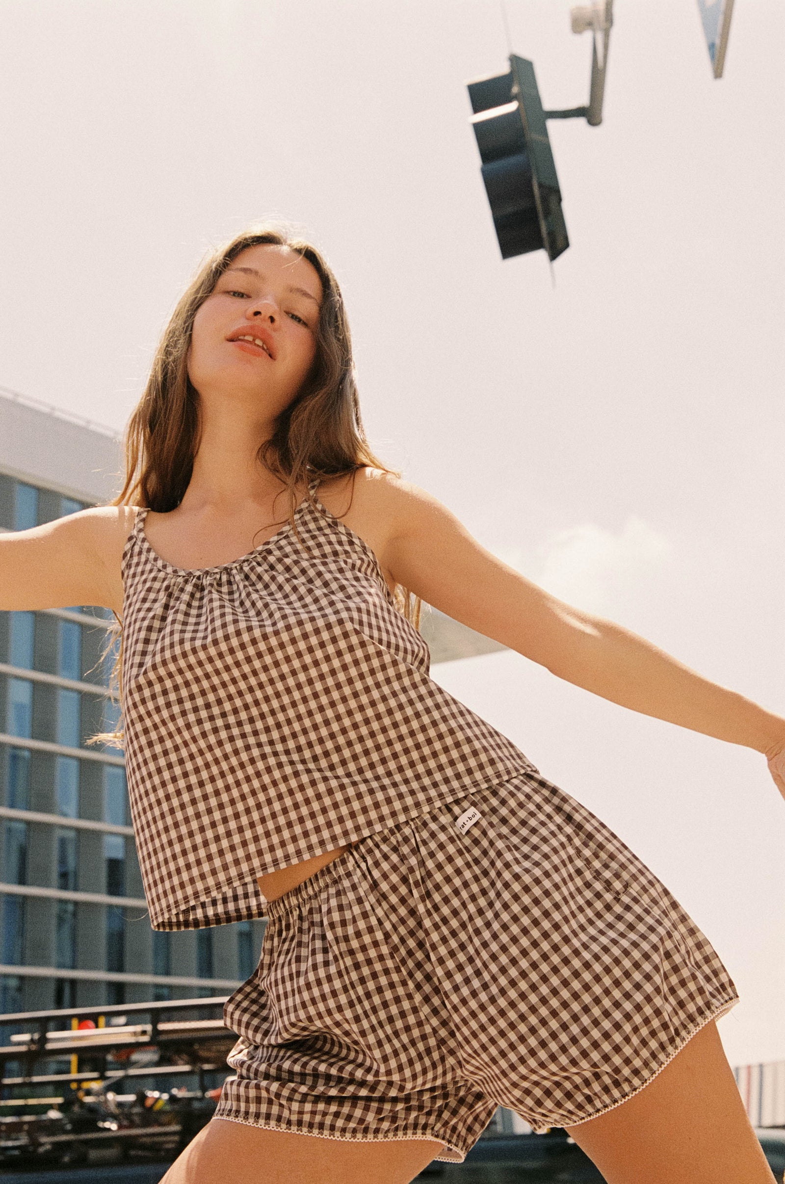 KEYHOLE CAMI IN TEDDY GINGHAM