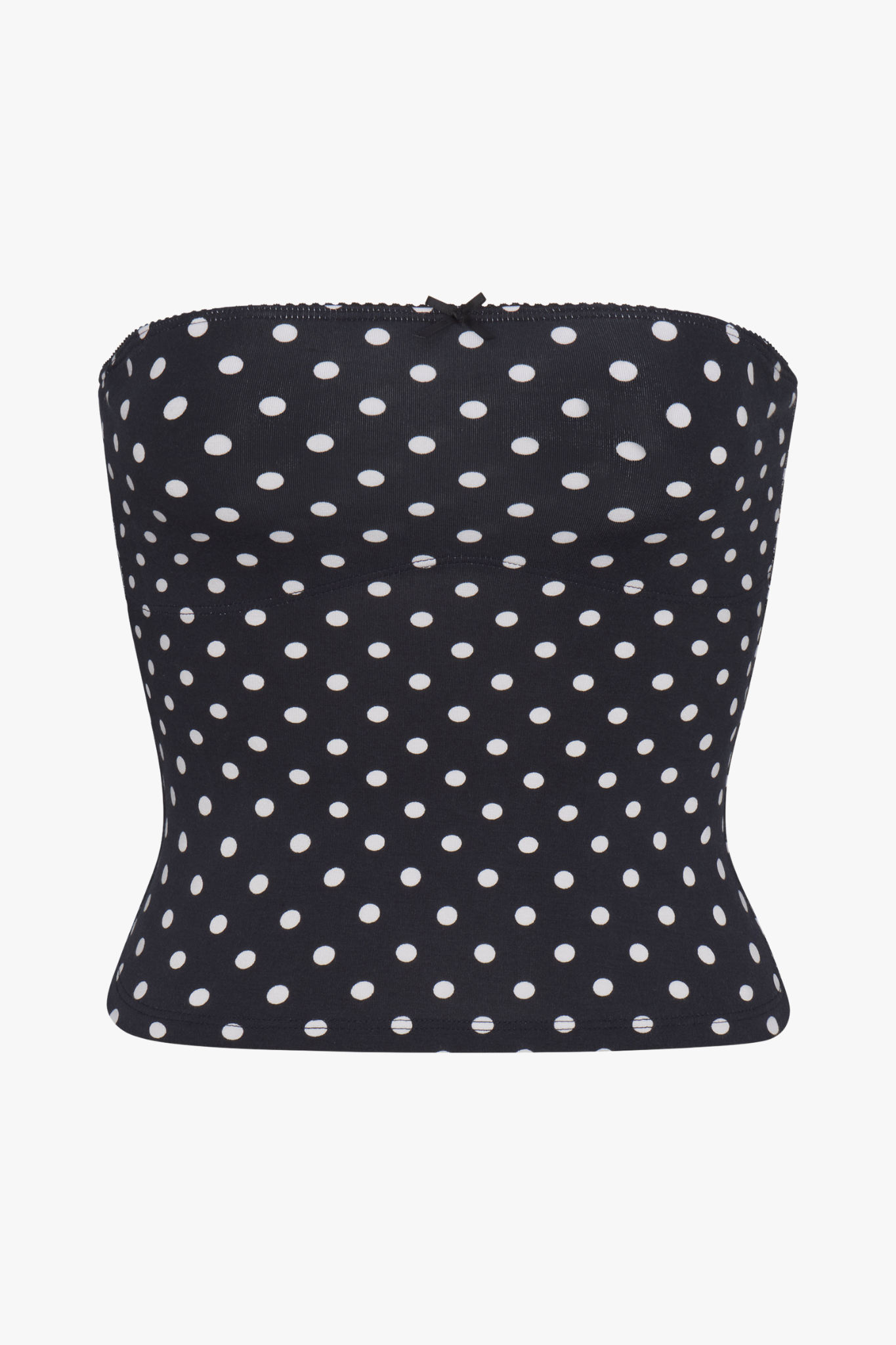 LINED CONTOUR TUBE TOP IN DOMINO DOT