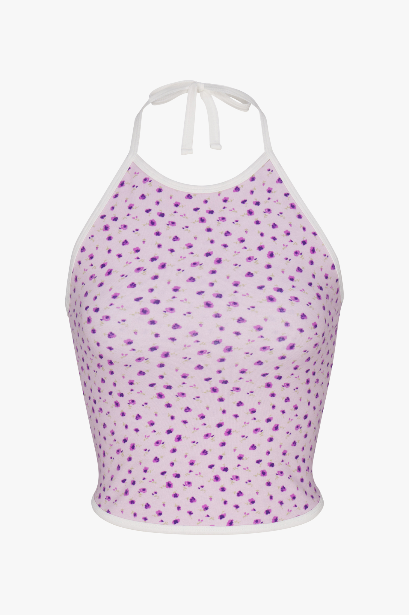 LINED CONTRAST HALTER TOP IN IRIS