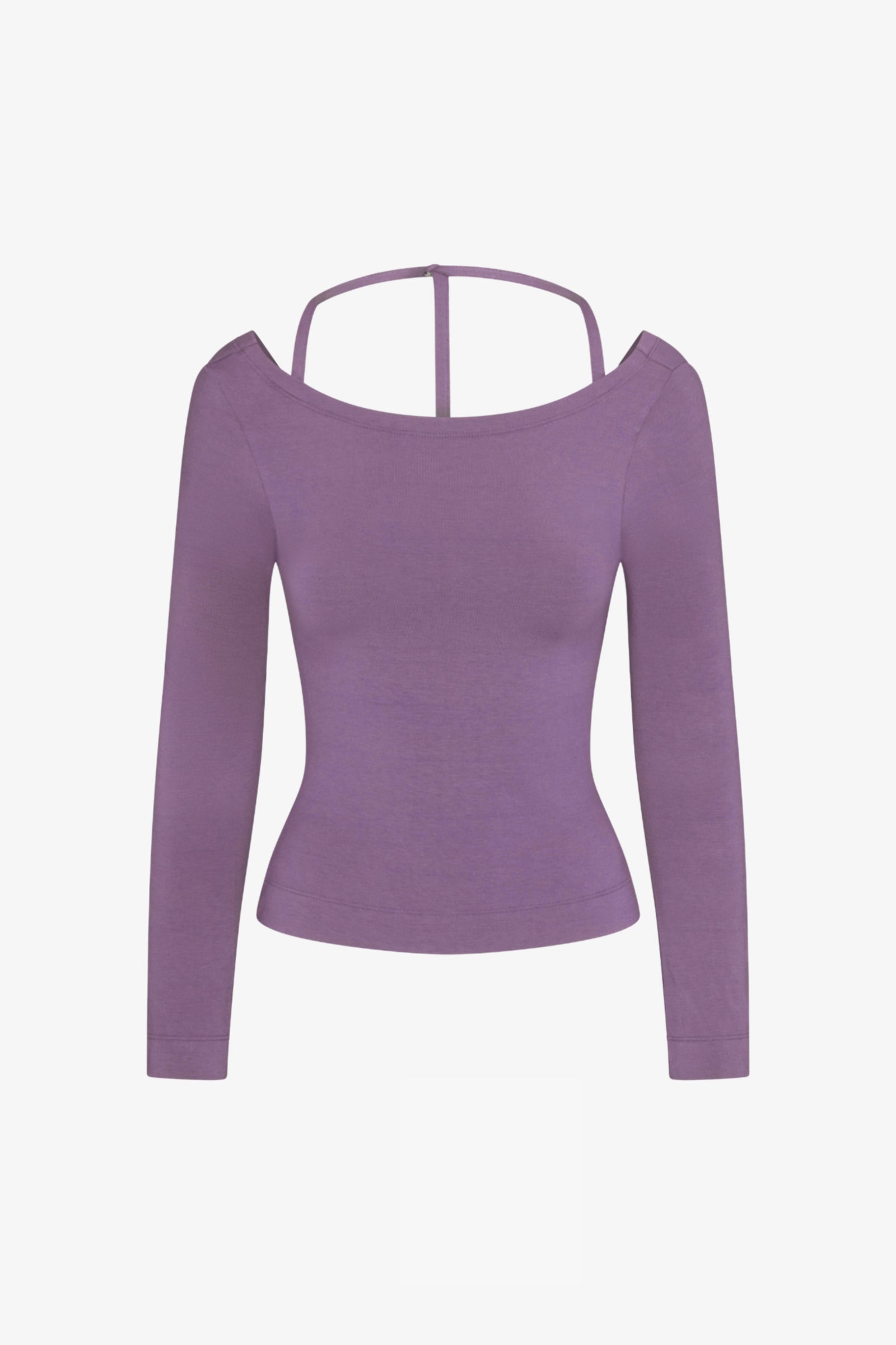 COWL BACK LONG SLEEVE IN SOFT PEARL