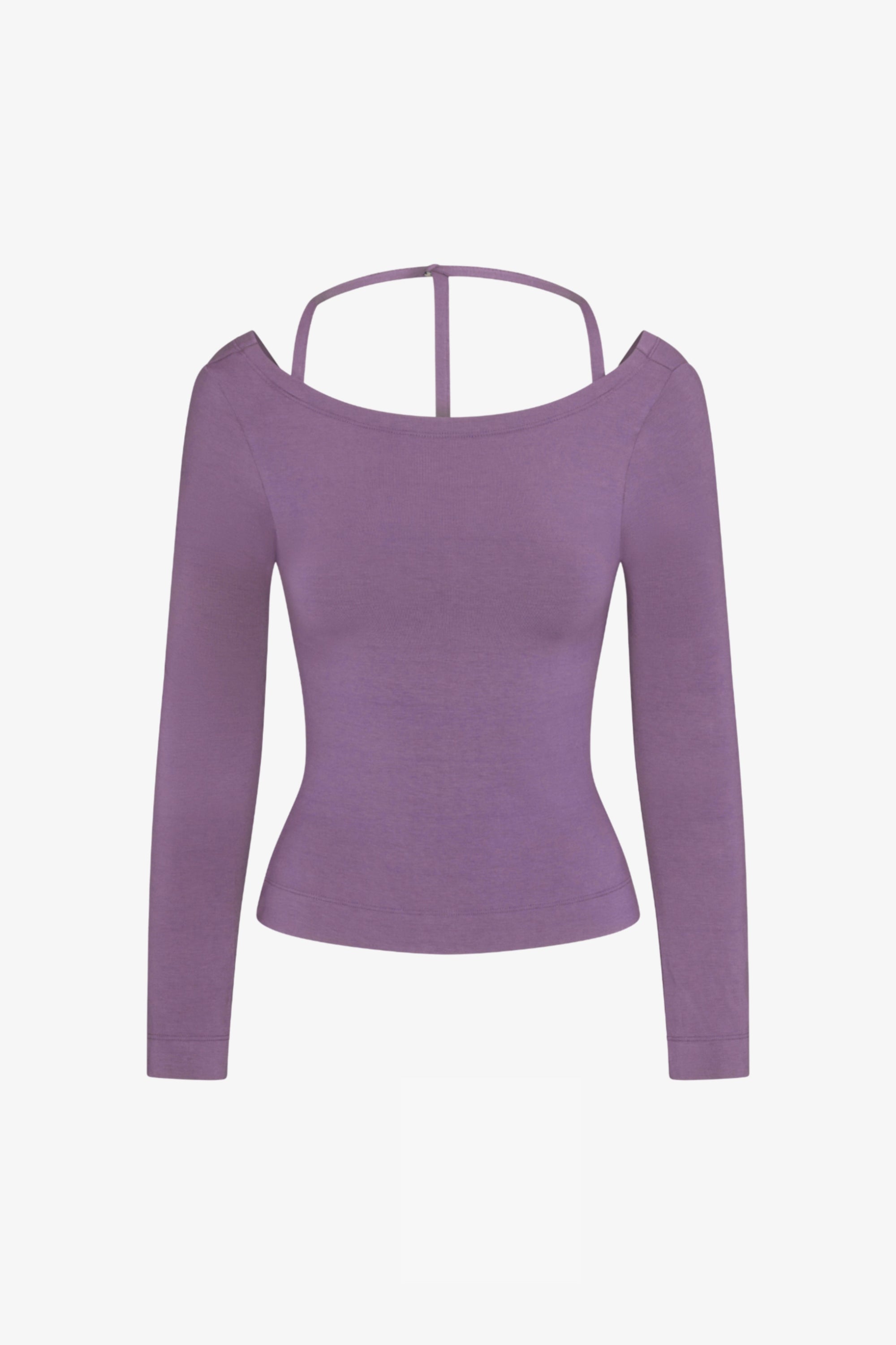 COWL BACK LONG SLEEVE IN SOFT PEARL