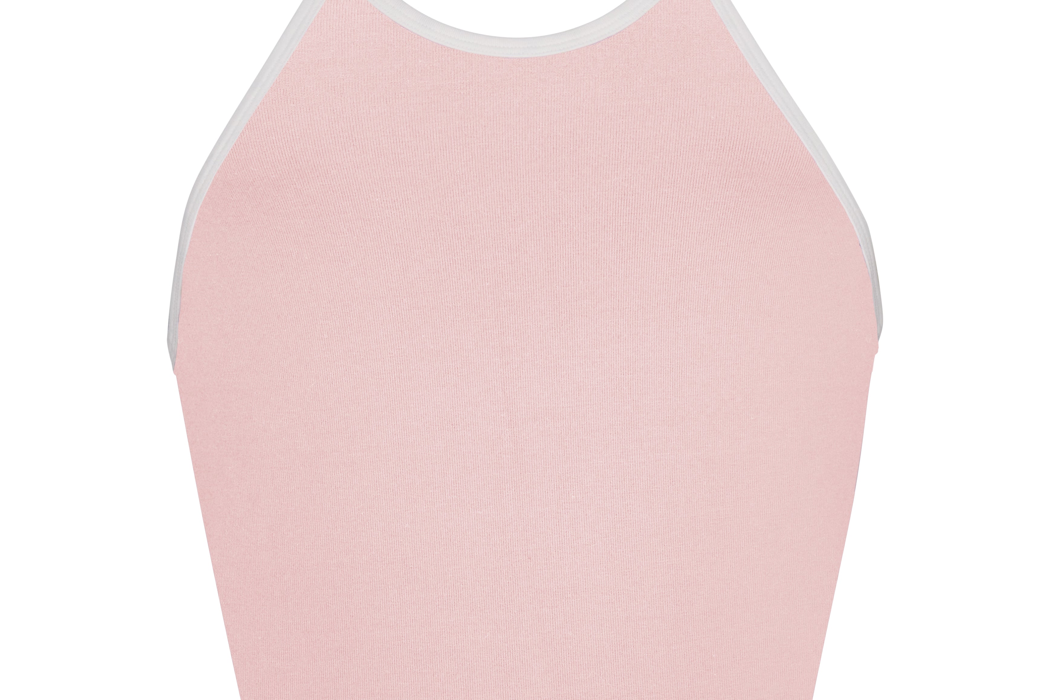 LINED CONTRAST HALTER TOP IN BABY PINK