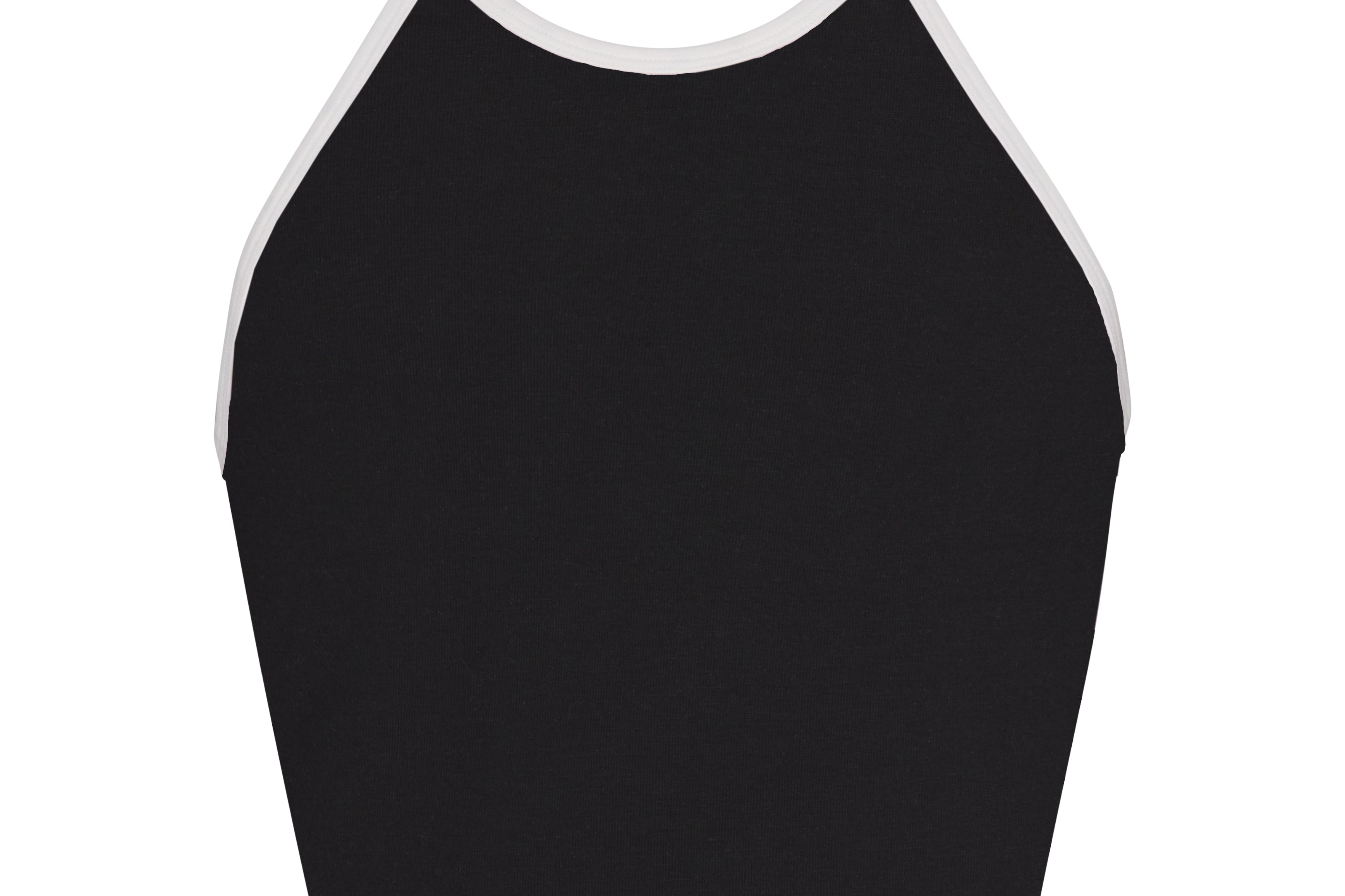 LINED CONTRAST HALTER TOP IN ONYX