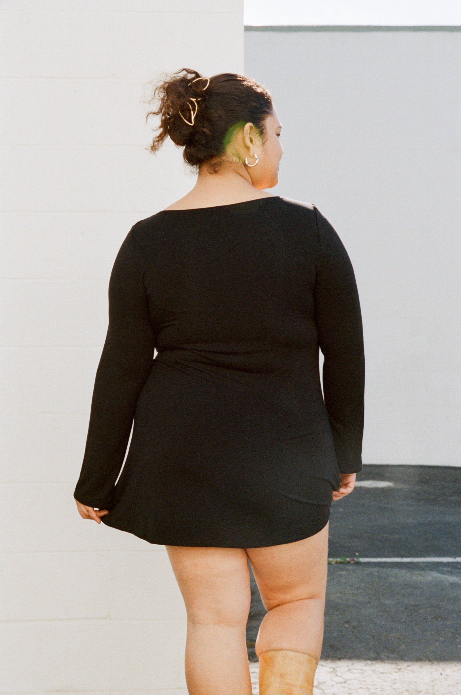 BOATNECK DRESS IN ONYX