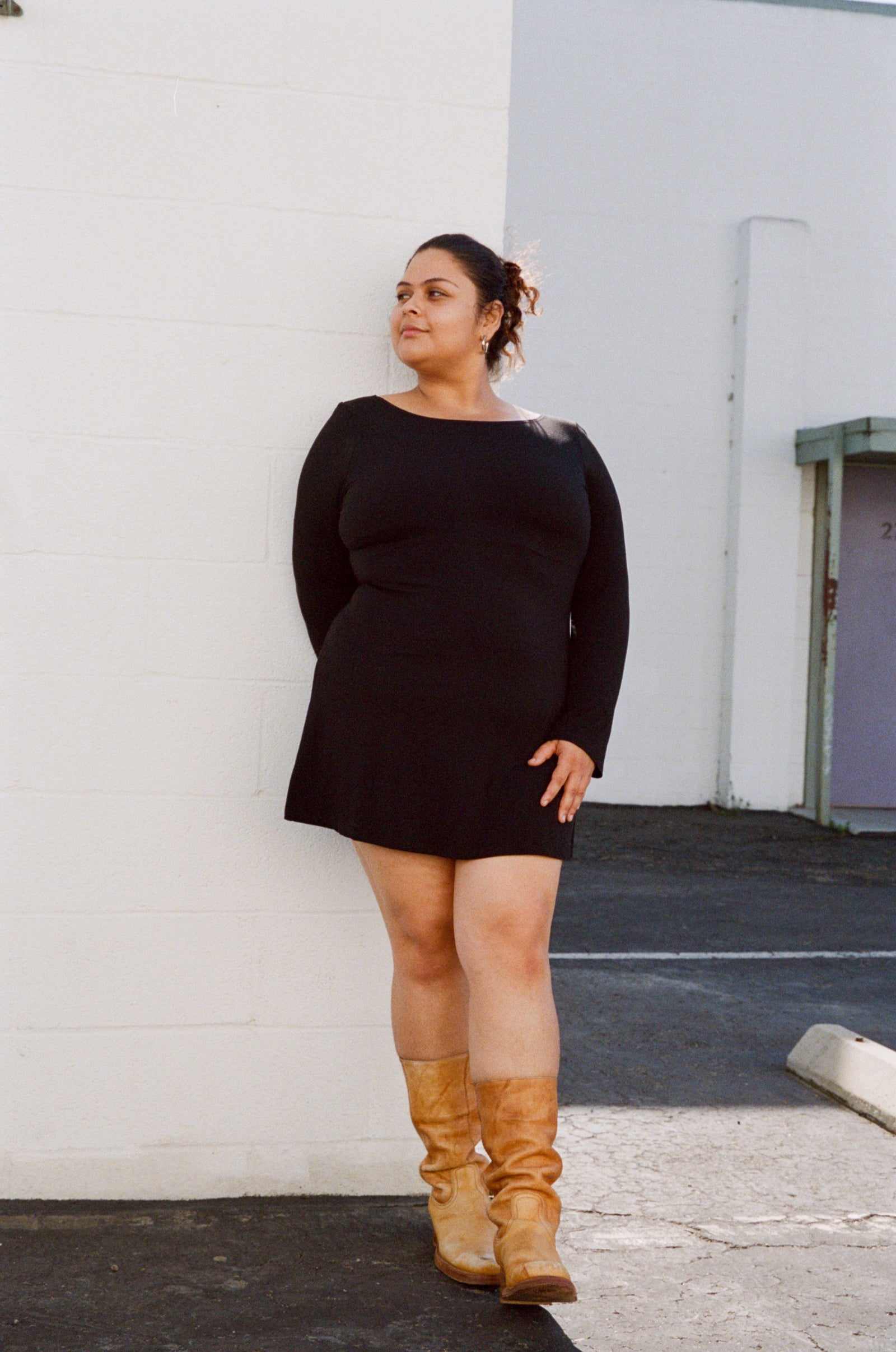 BOATNECK DRESS IN ONYX