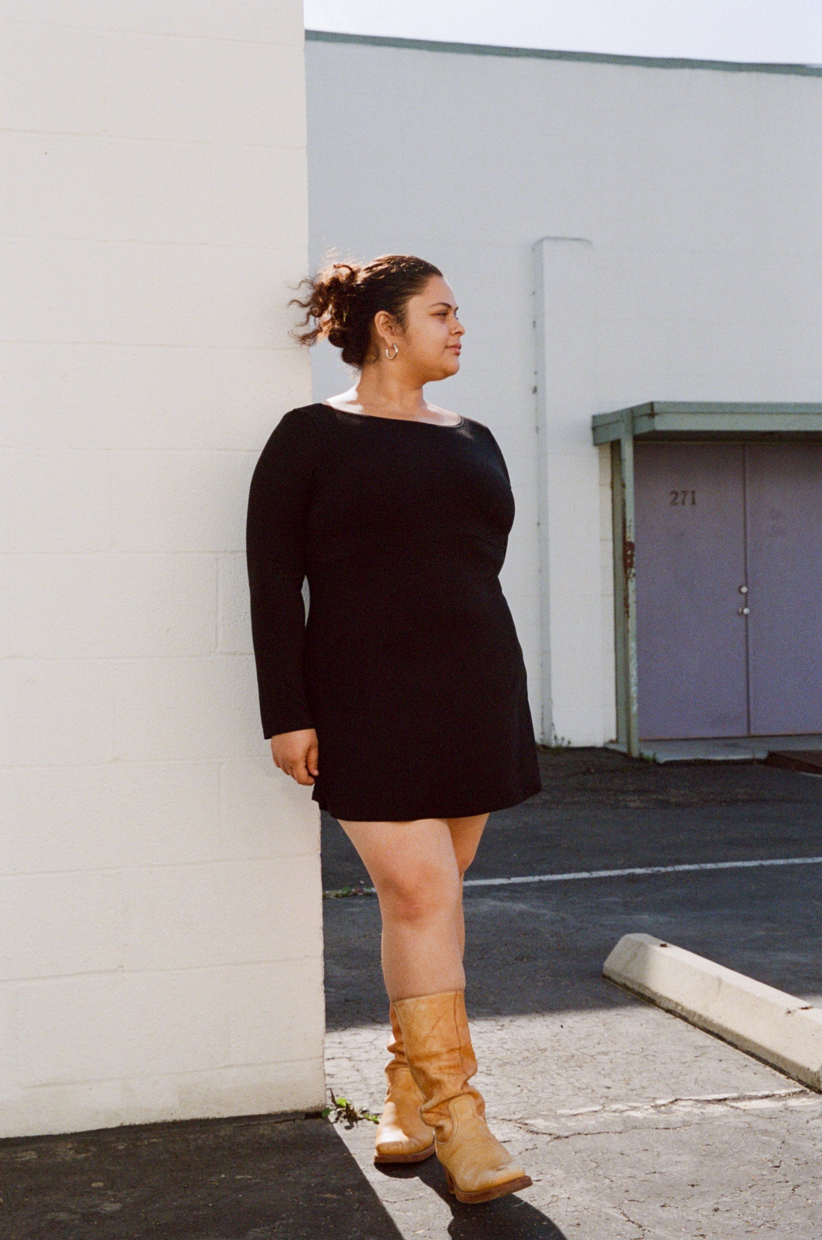 BOATNECK DRESS IN ONYX