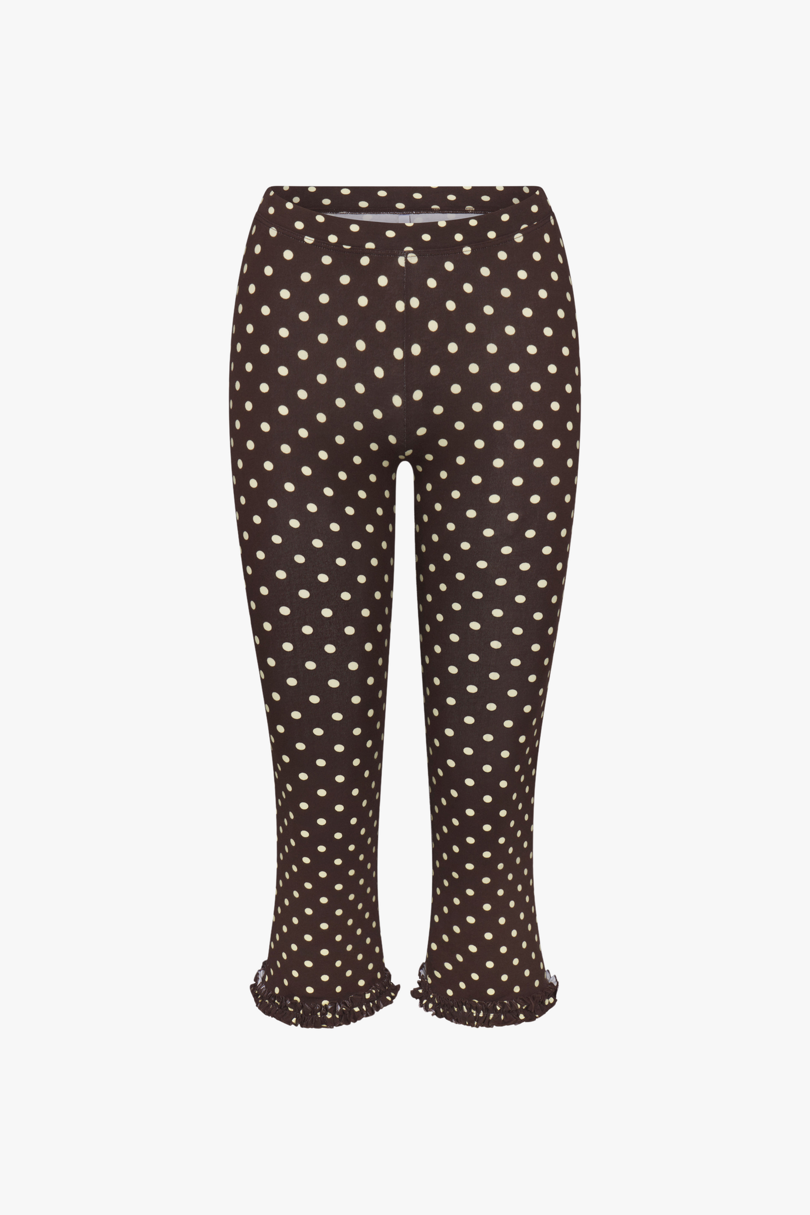 RUFFLE CAPRI IN ESPRESSO DOT