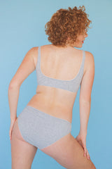 SCOOP BACK BRA IN HEATHER GREY