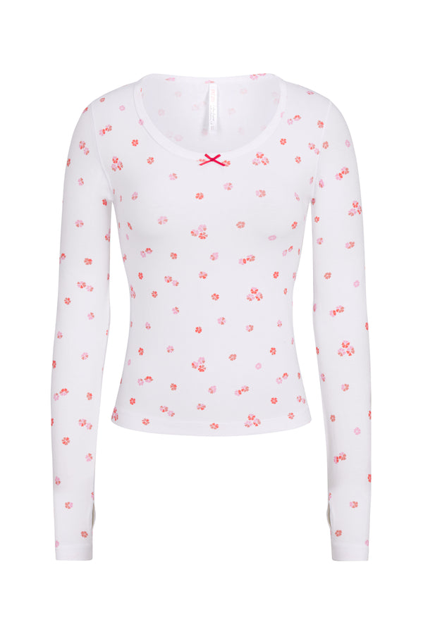 LONG SLEEVE LOUNGE TOP IN CHERRY BLOSSOM