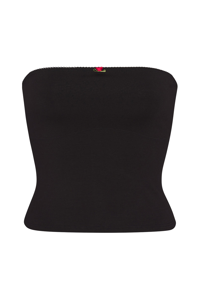 LINED CONTOUR TUBE TOP IN ONYX