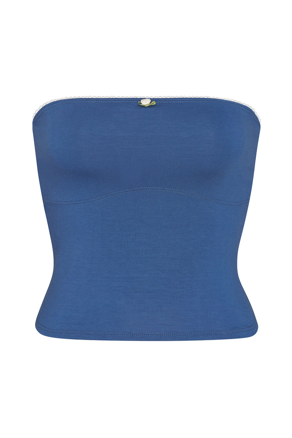 LINED CONTOUR TUBE TOP IN LAZULI