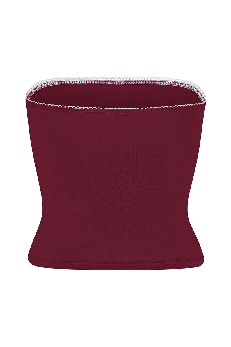 LINED CONTOUR TUBE TOP IN BORDEAUX