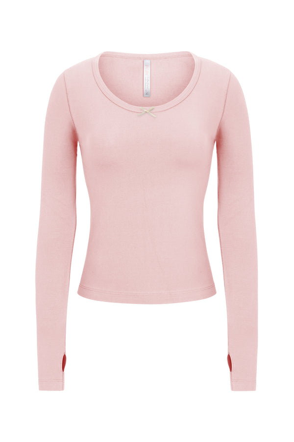 LONG SLEEVE LOUNGE TOP IN BABY PINK